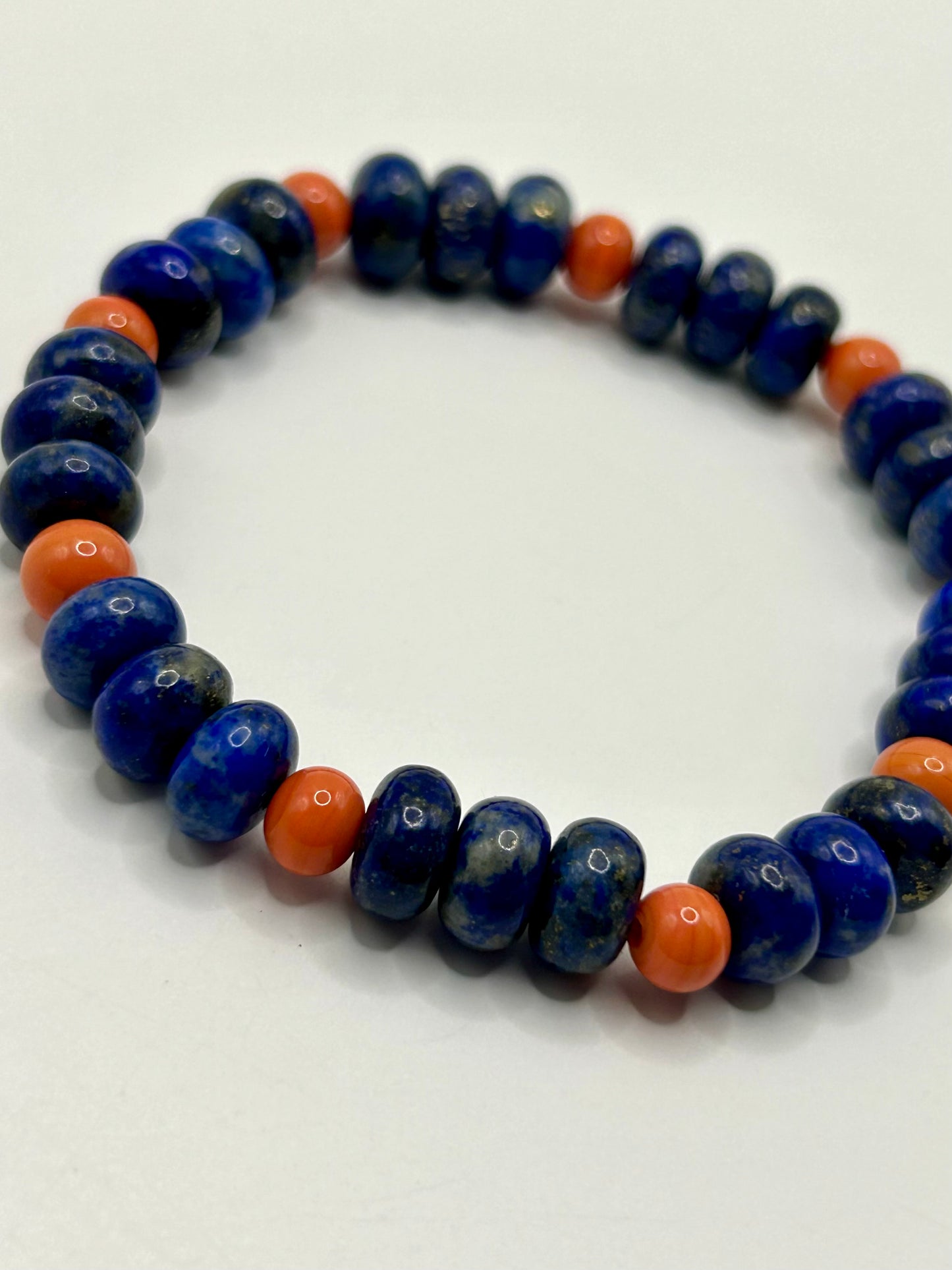 Lapis Lazuli & Coral Gemstone Bracelet