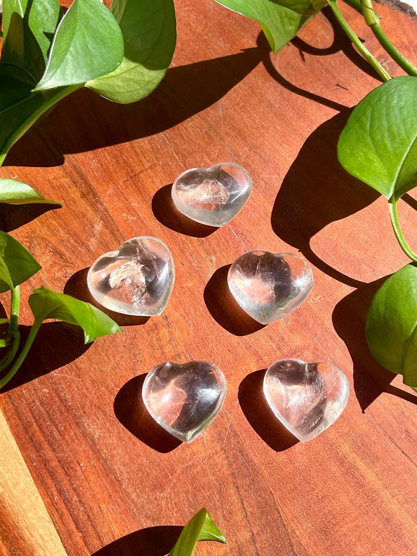 Clear Quartz Gemstone Mini Polished Heart Carvings