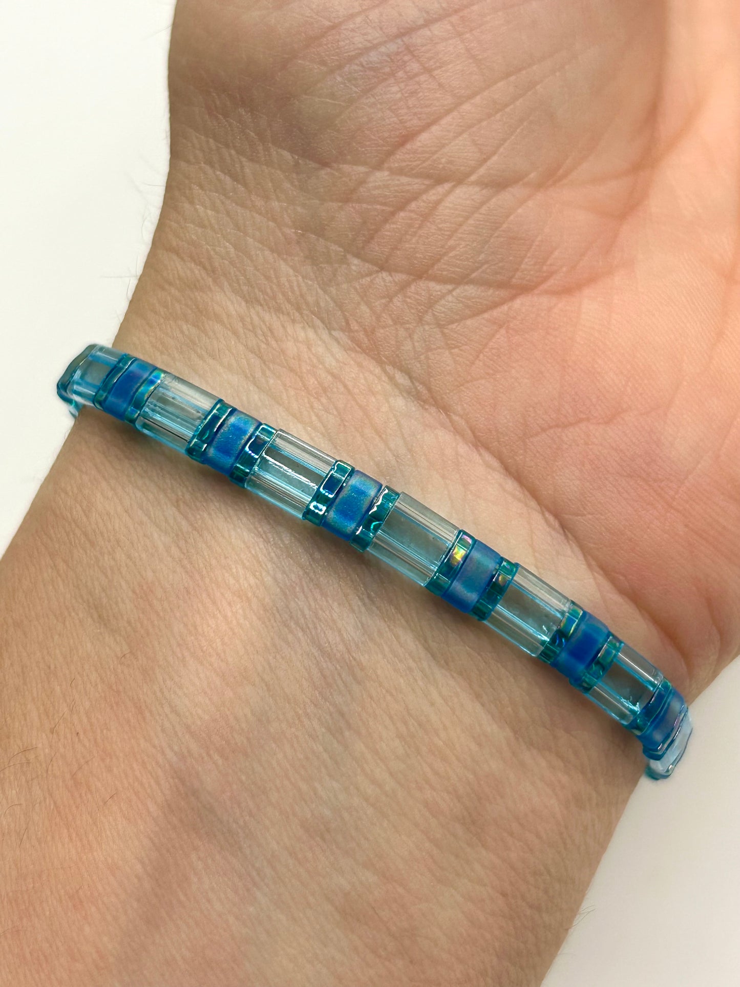 Moonwater Tila Glass Bead Elastic Bracelet Collection
