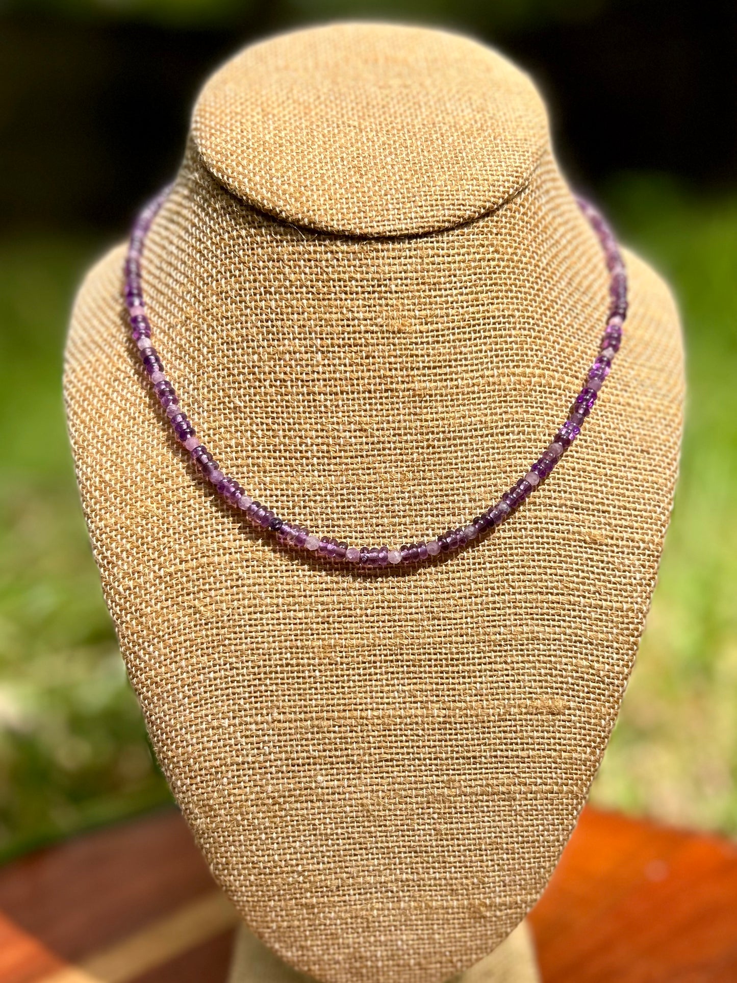 Amethyst & Lepidolite Gemstone Beaded Choker Style Necklace
