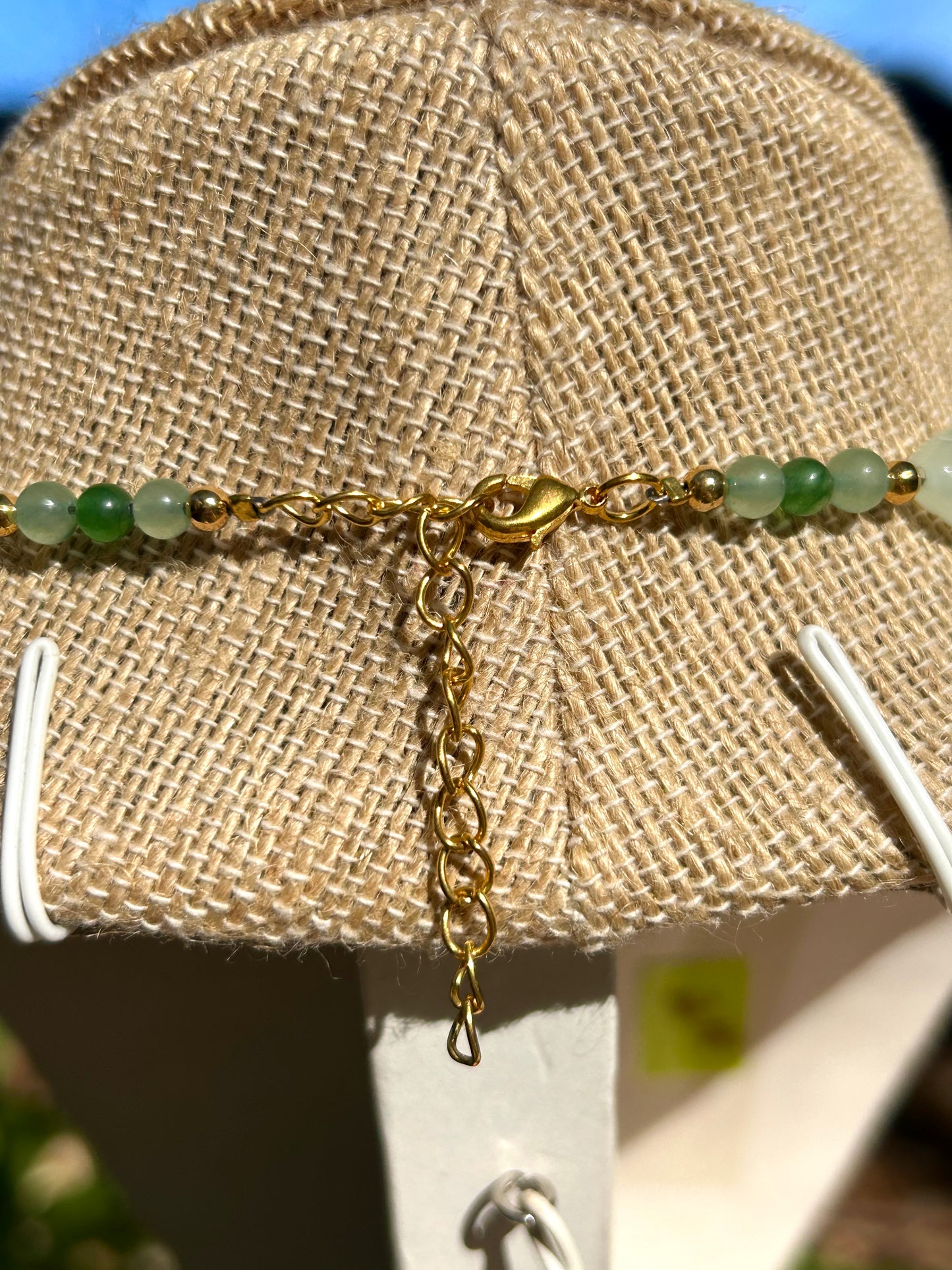Maw-Sit-Sit, New Jade & Green Aventurine with Gold Accents Beaded Necklace