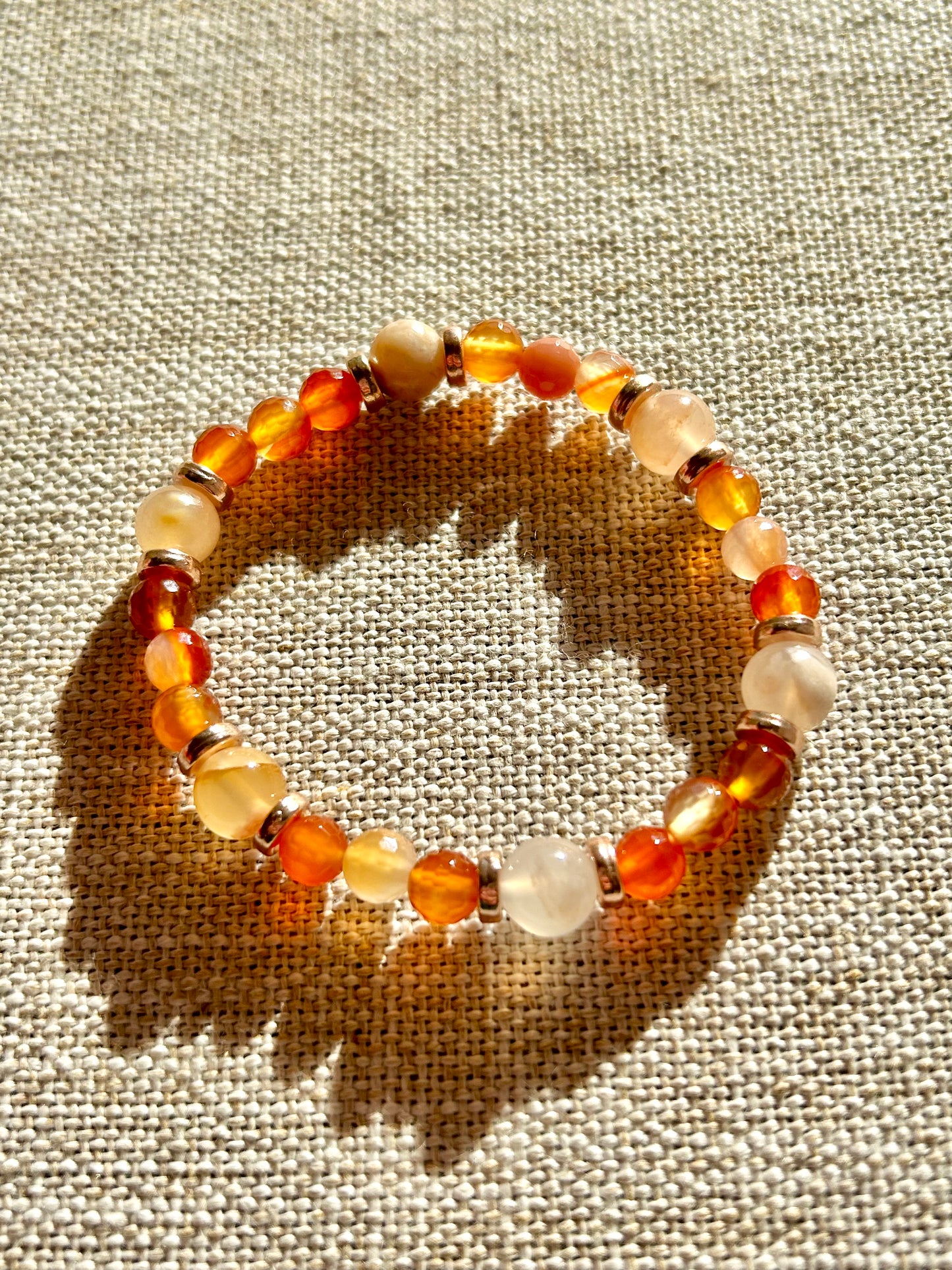 Carnelian & Flower Agate Gemstone Bracelet
