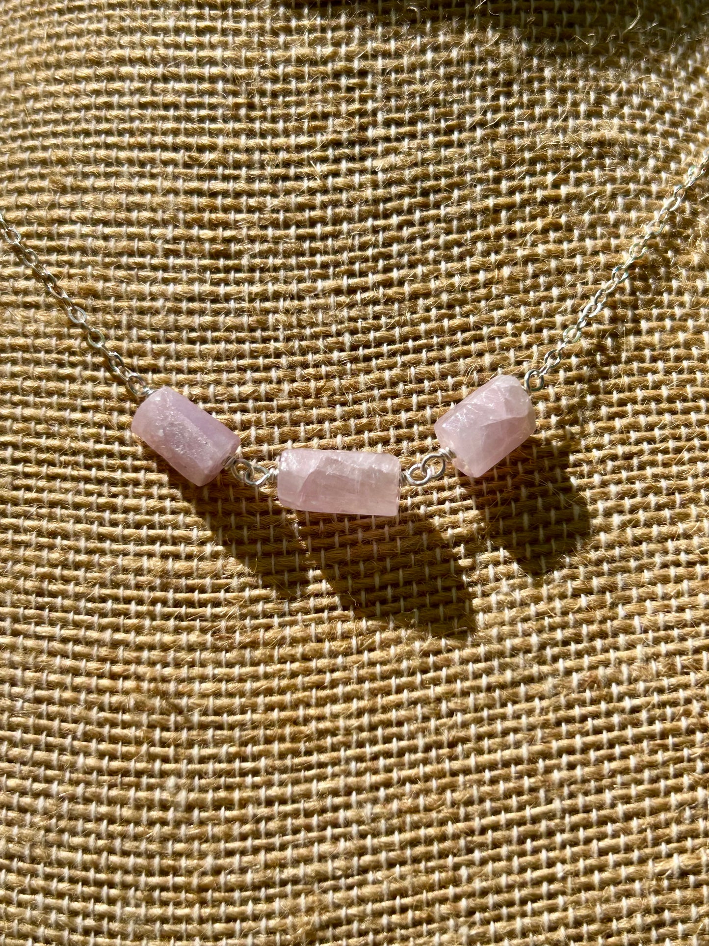 Kunzite Gemstone Sterling Silver Simple Chain Necklace