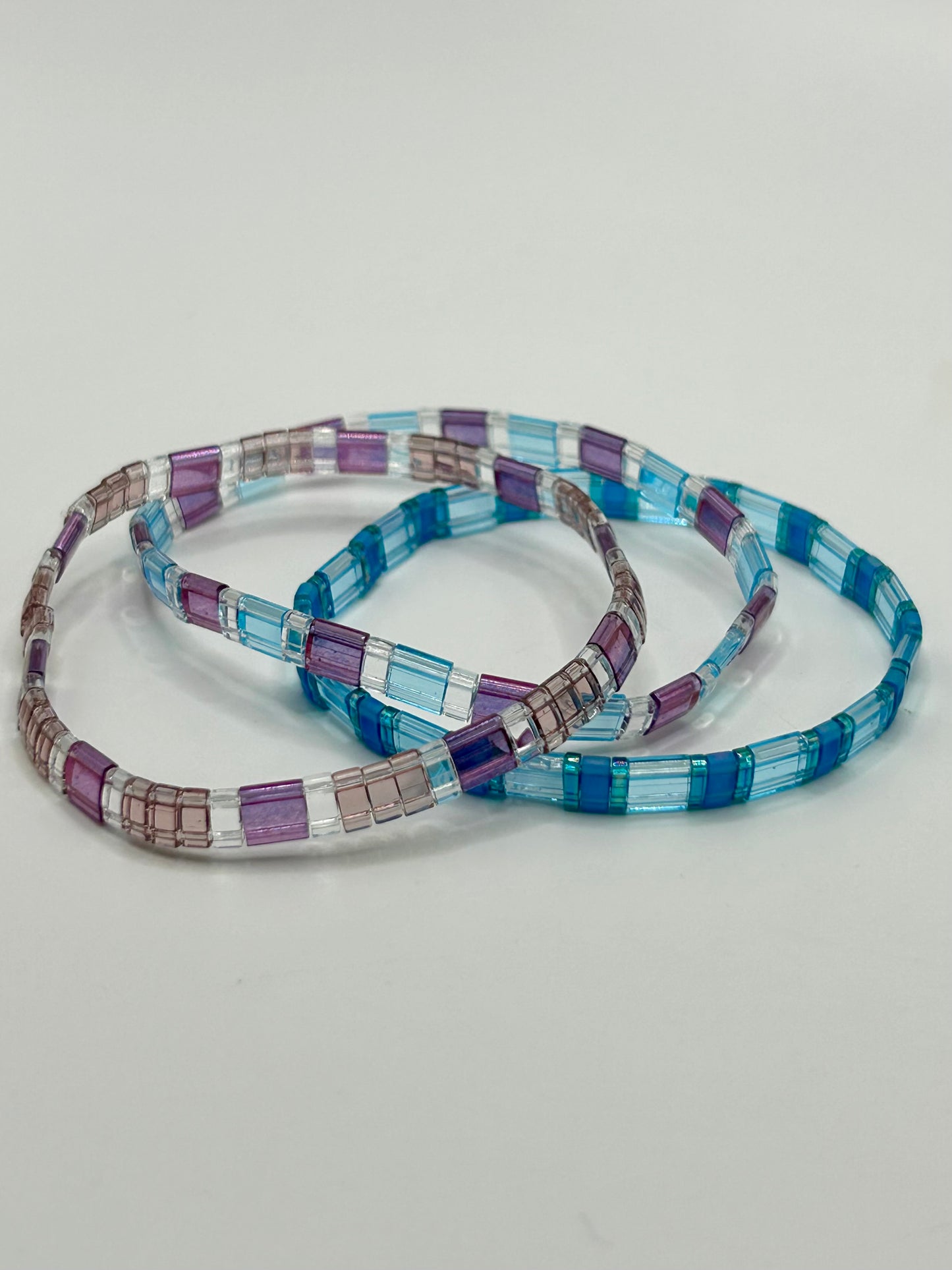 Moonwater Tila Glass Bead Elastic Bracelet Collection