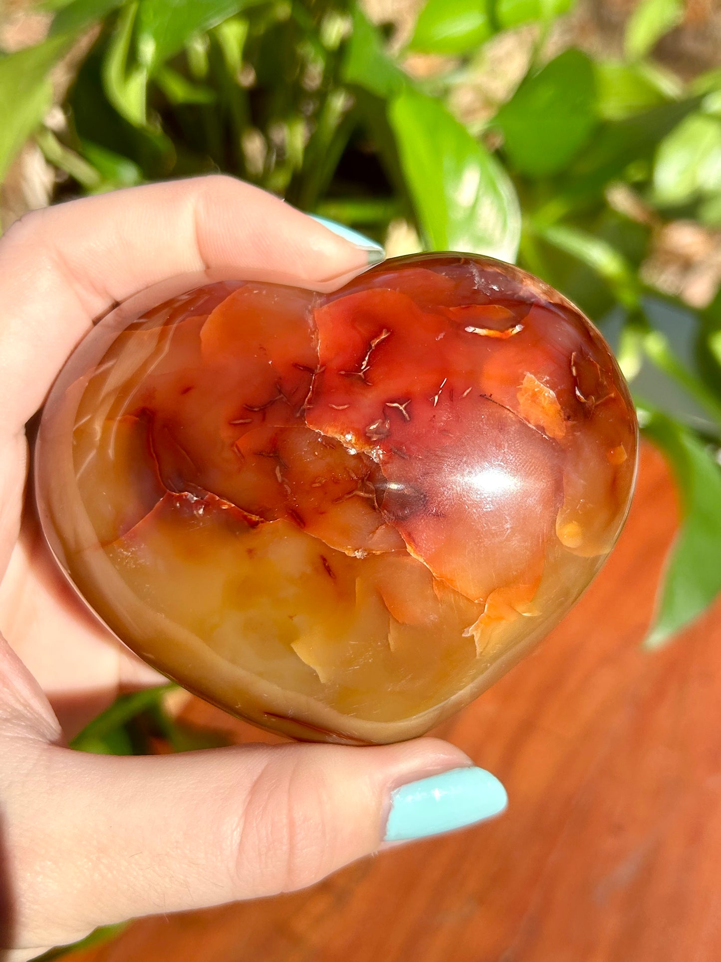 Carnelian Gemstone Polished Heart Carvings