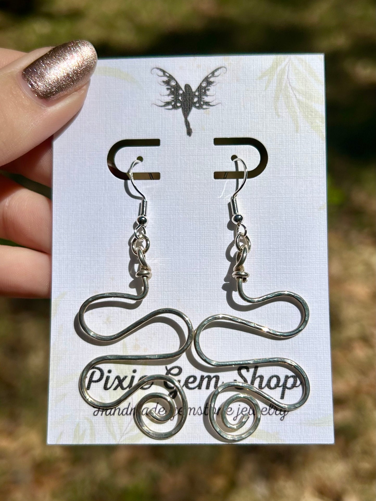 Spiral Hammered Sterling Silver Dangly Earrings