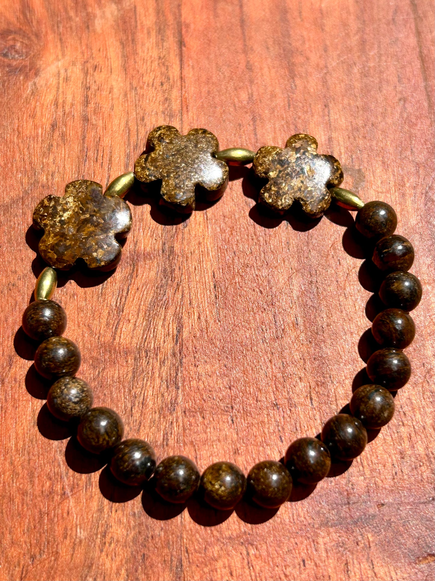 Bronzite Flowers Gemstone Bracelet