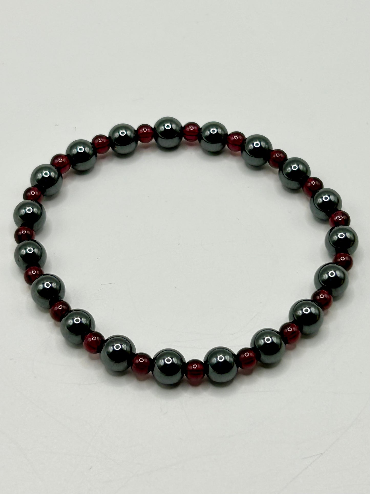 Hematite & Garnet Gemstone Bracelet