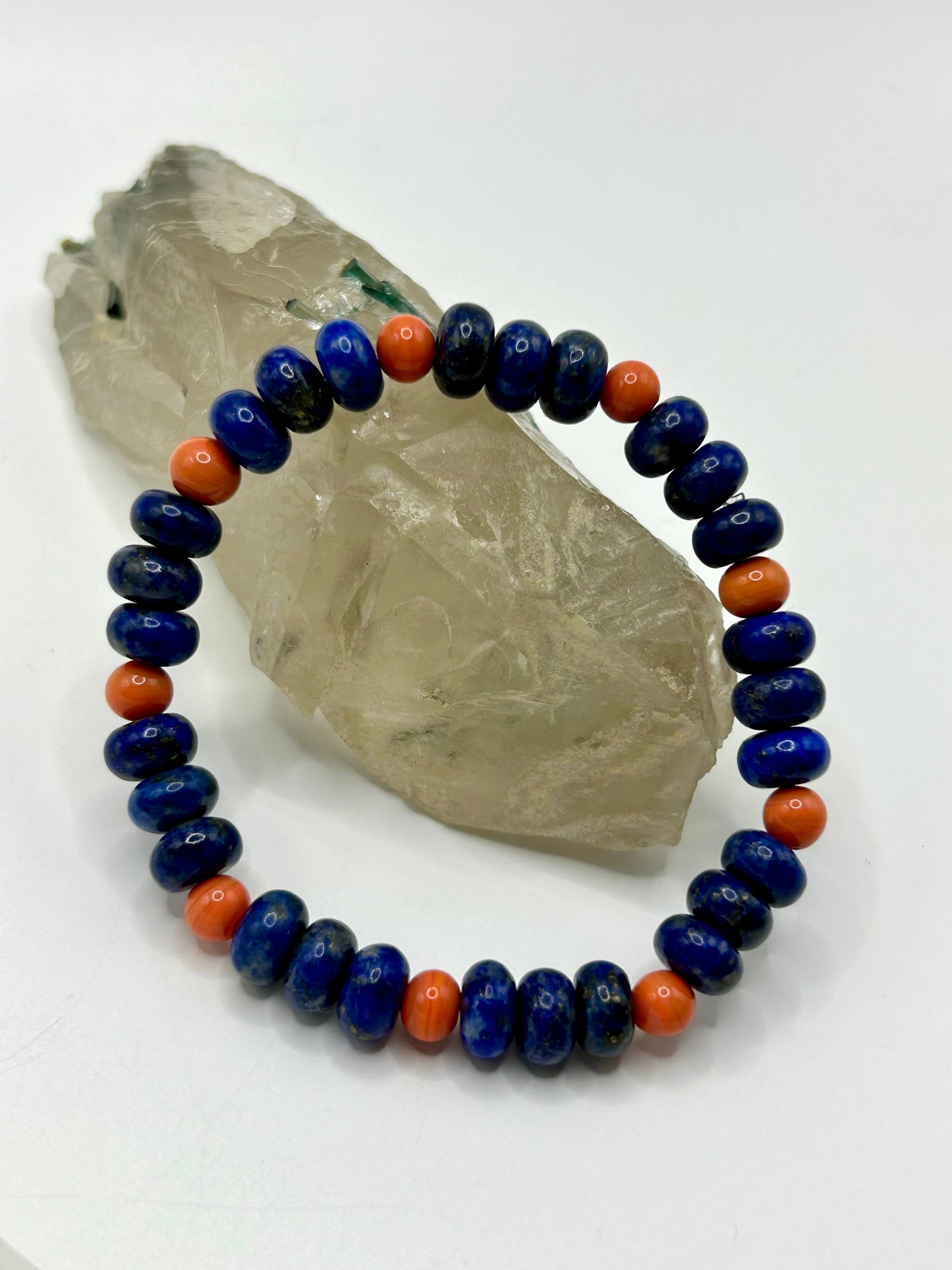 Lapis Lazuli & Coral Gemstone Bracelet