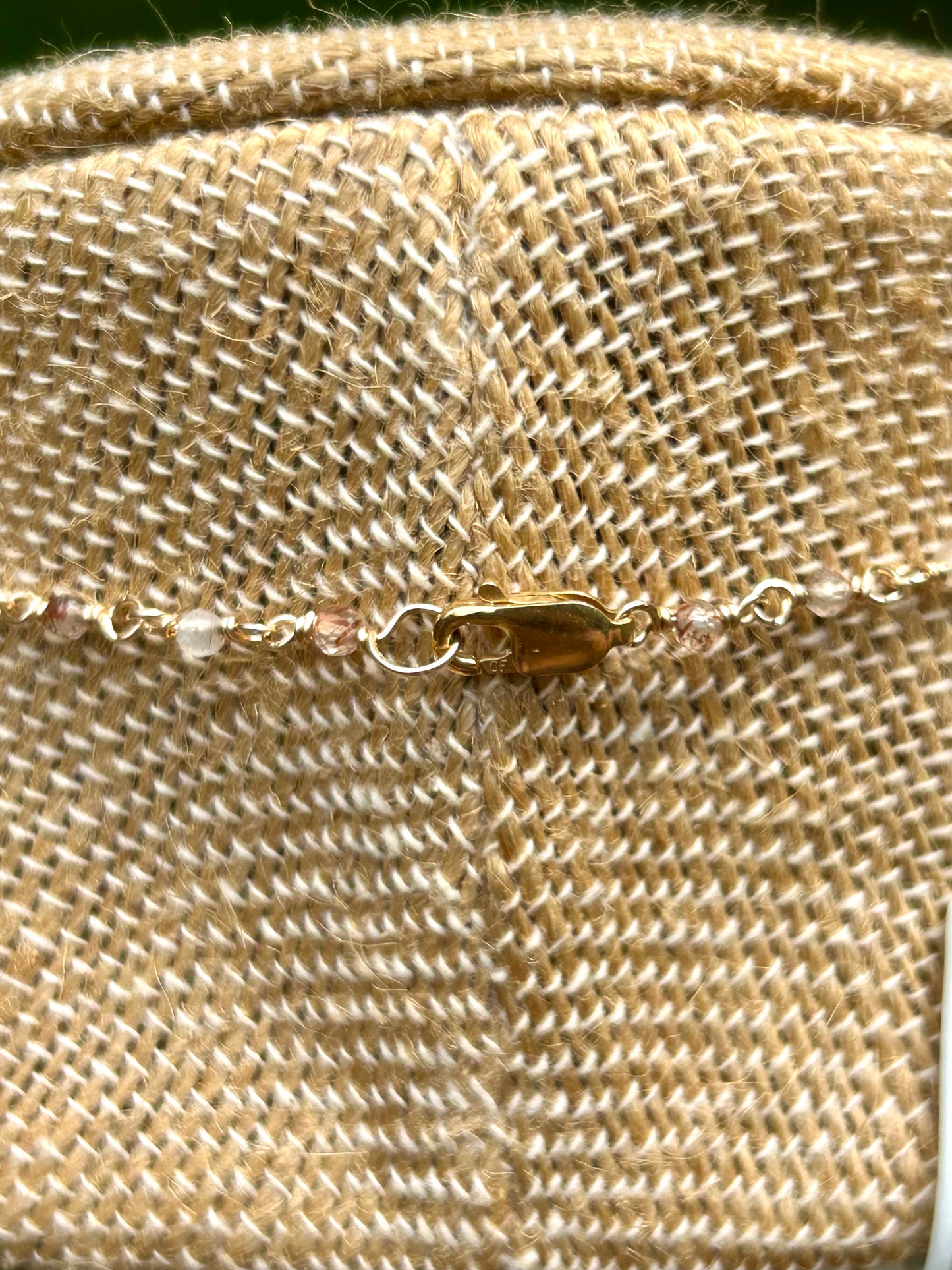 Brazilian Quartz & Copper Inclusion Quartz 14k Gold Fill Chain Link Gemstone Wire Wrapped Necklace