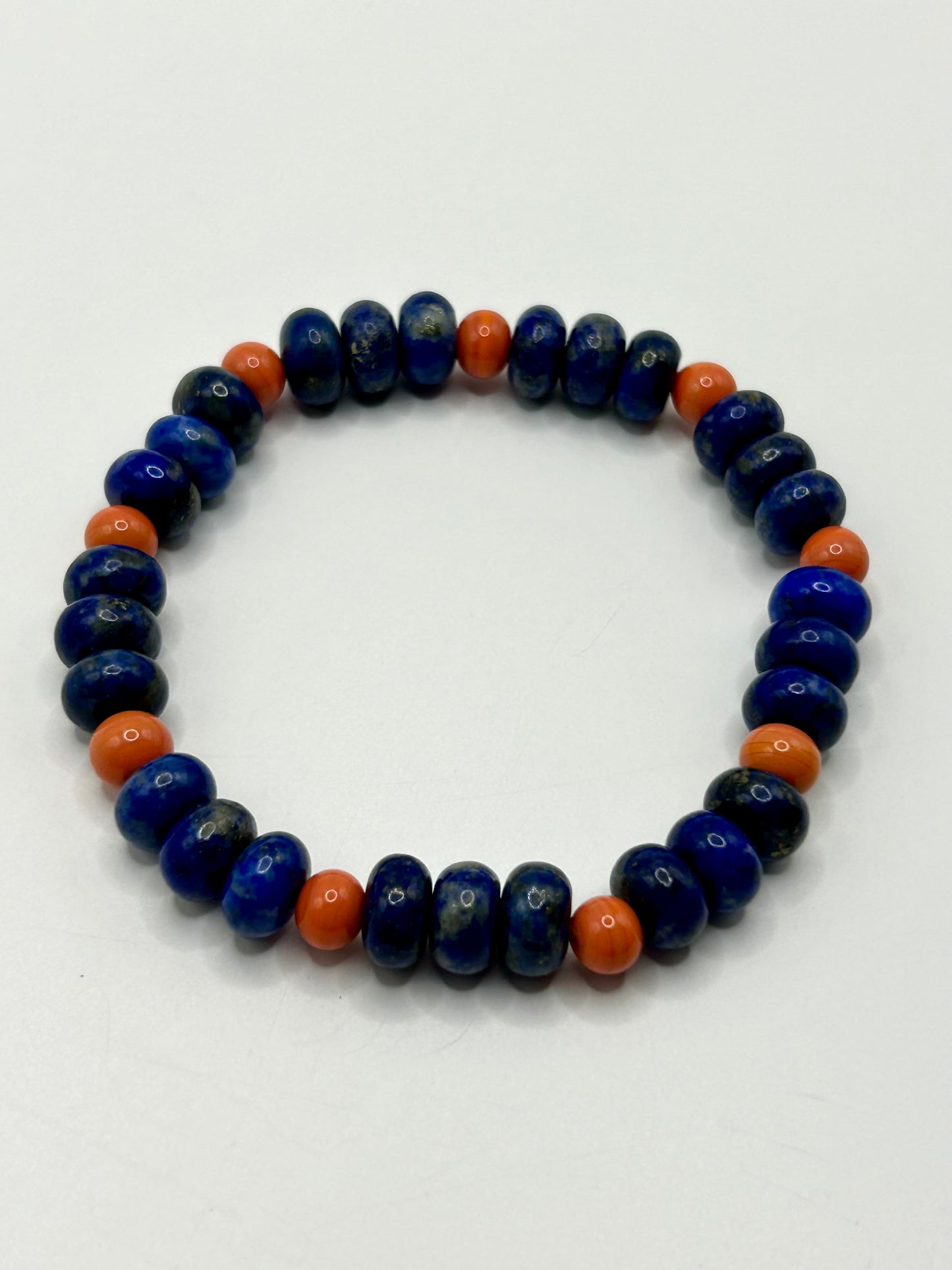 Lapis Lazuli & Coral Gemstone Bracelet