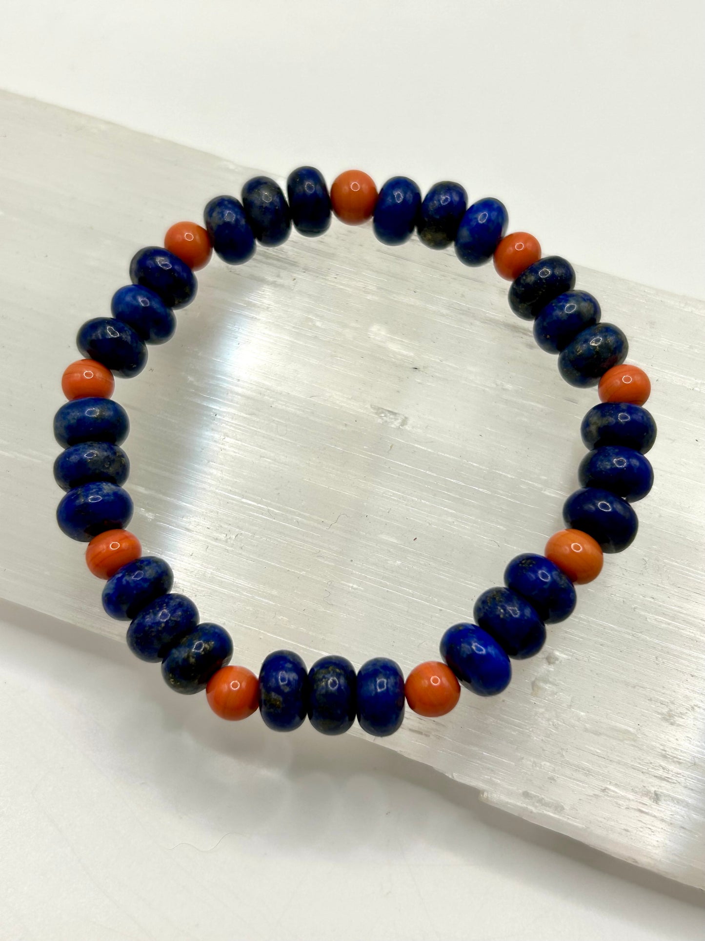 Lapis Lazuli & Coral Gemstone Bracelet