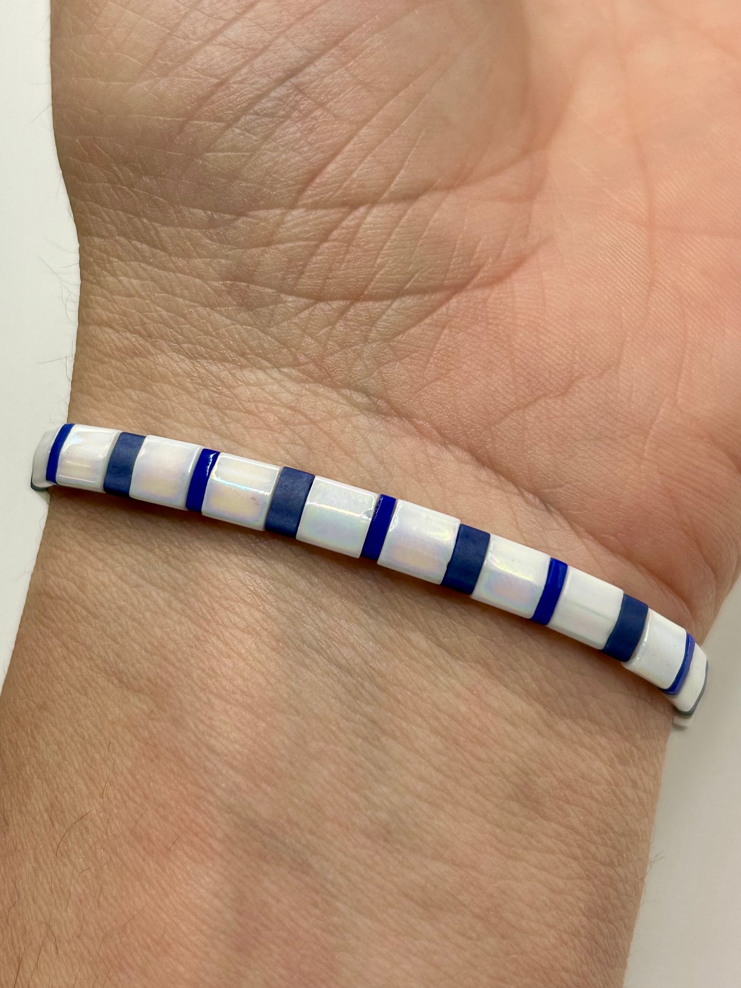 Periwinkle Tide Tila Glass Bead Elastic Bracelet Collection