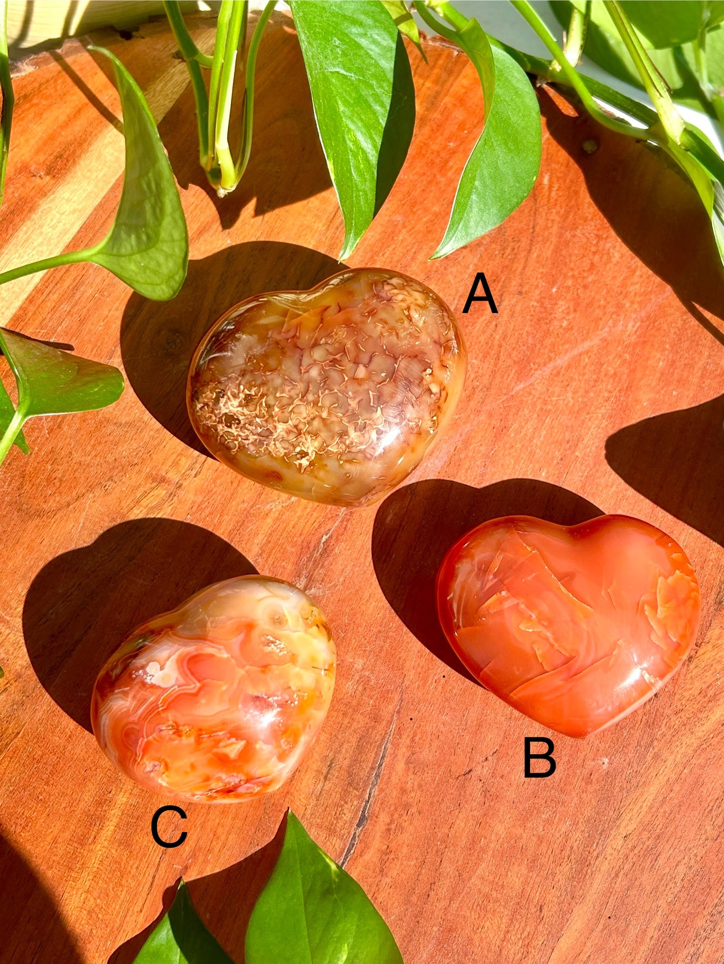 Carnelian Gemstone Polished Heart Carvings