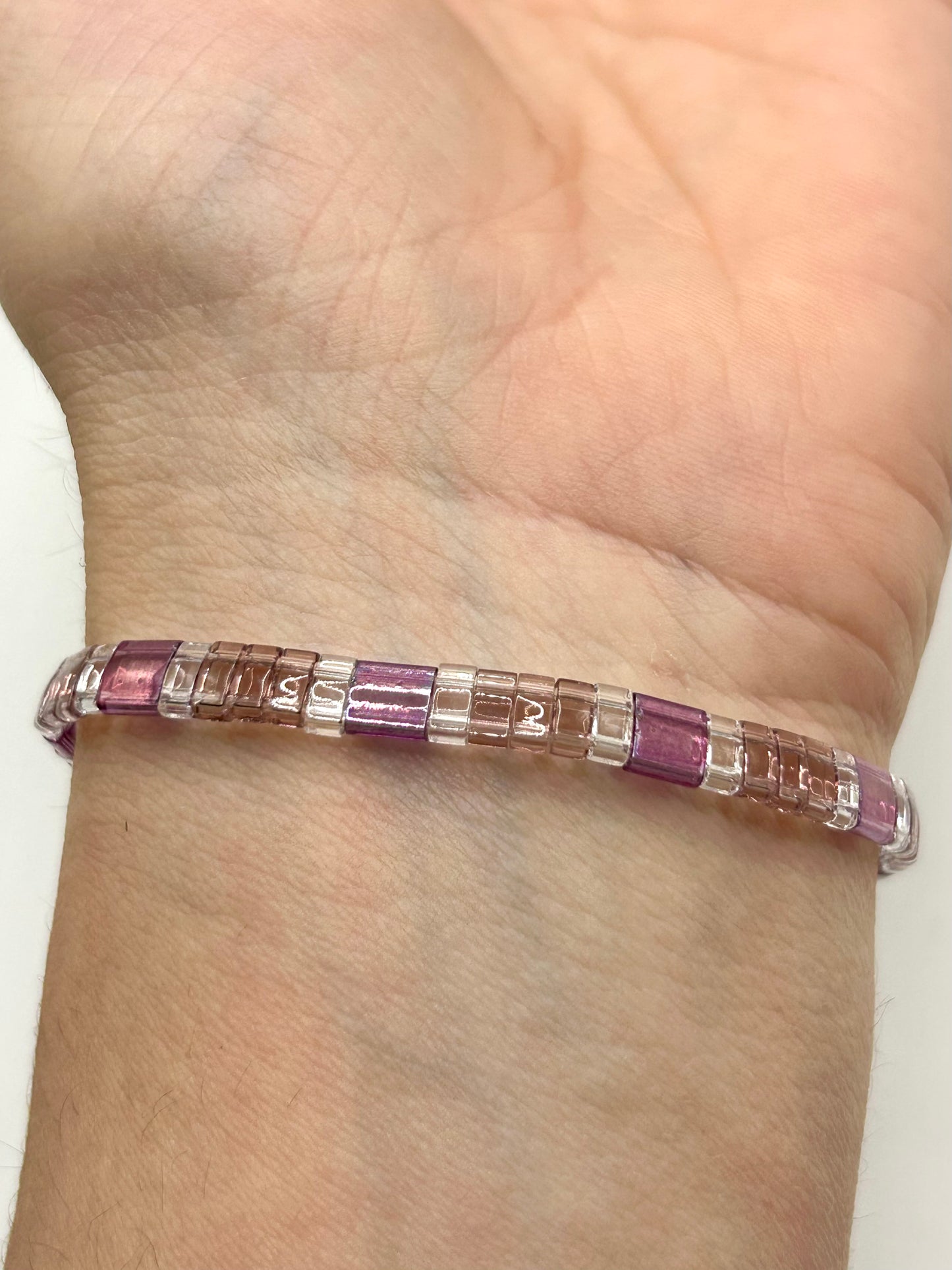 Moonwater Tila Glass Bead Elastic Bracelet Collection