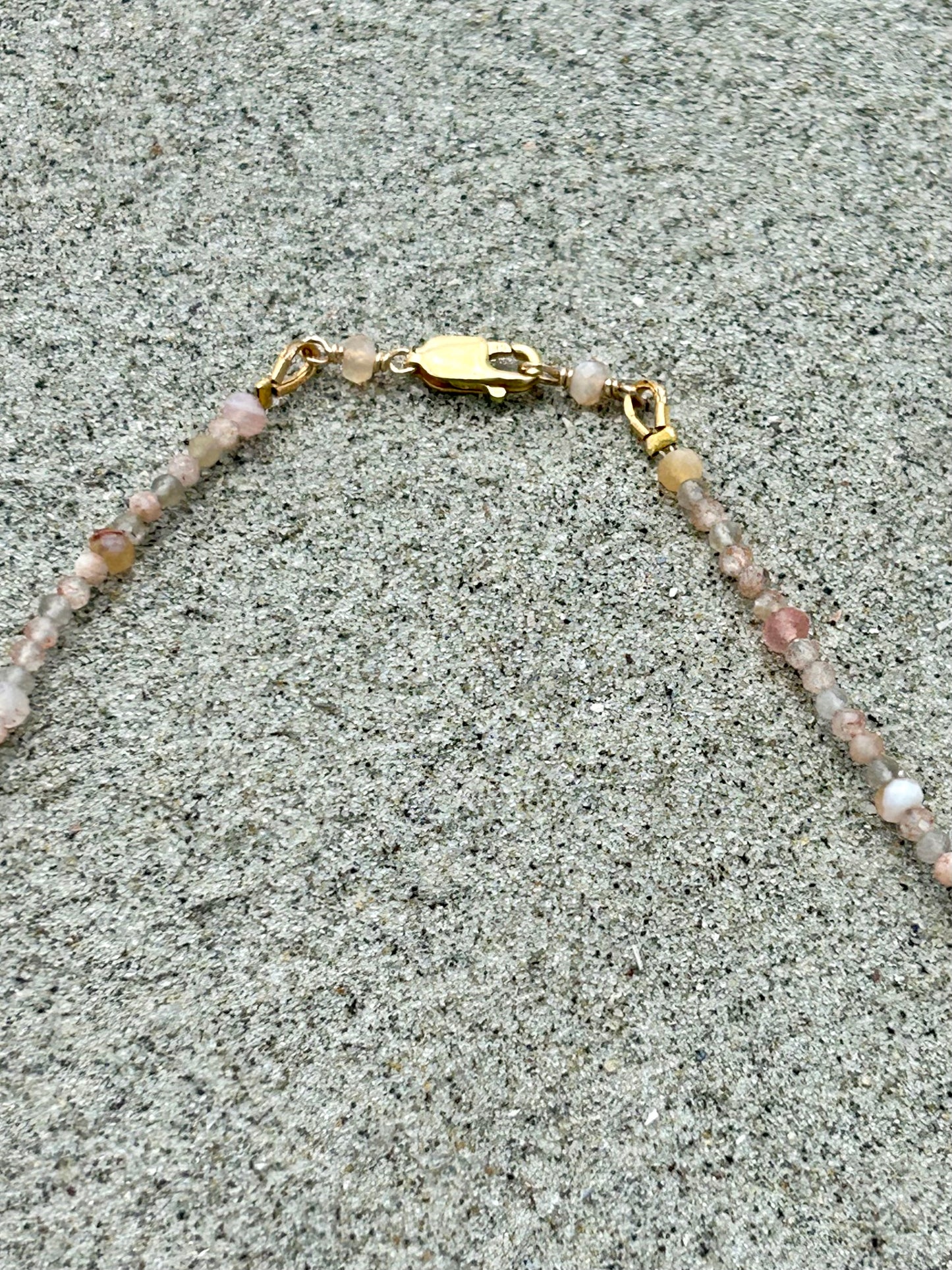 Scallop Shell, Moonstone & Botswana Agate Gemstone Beaded Necklace