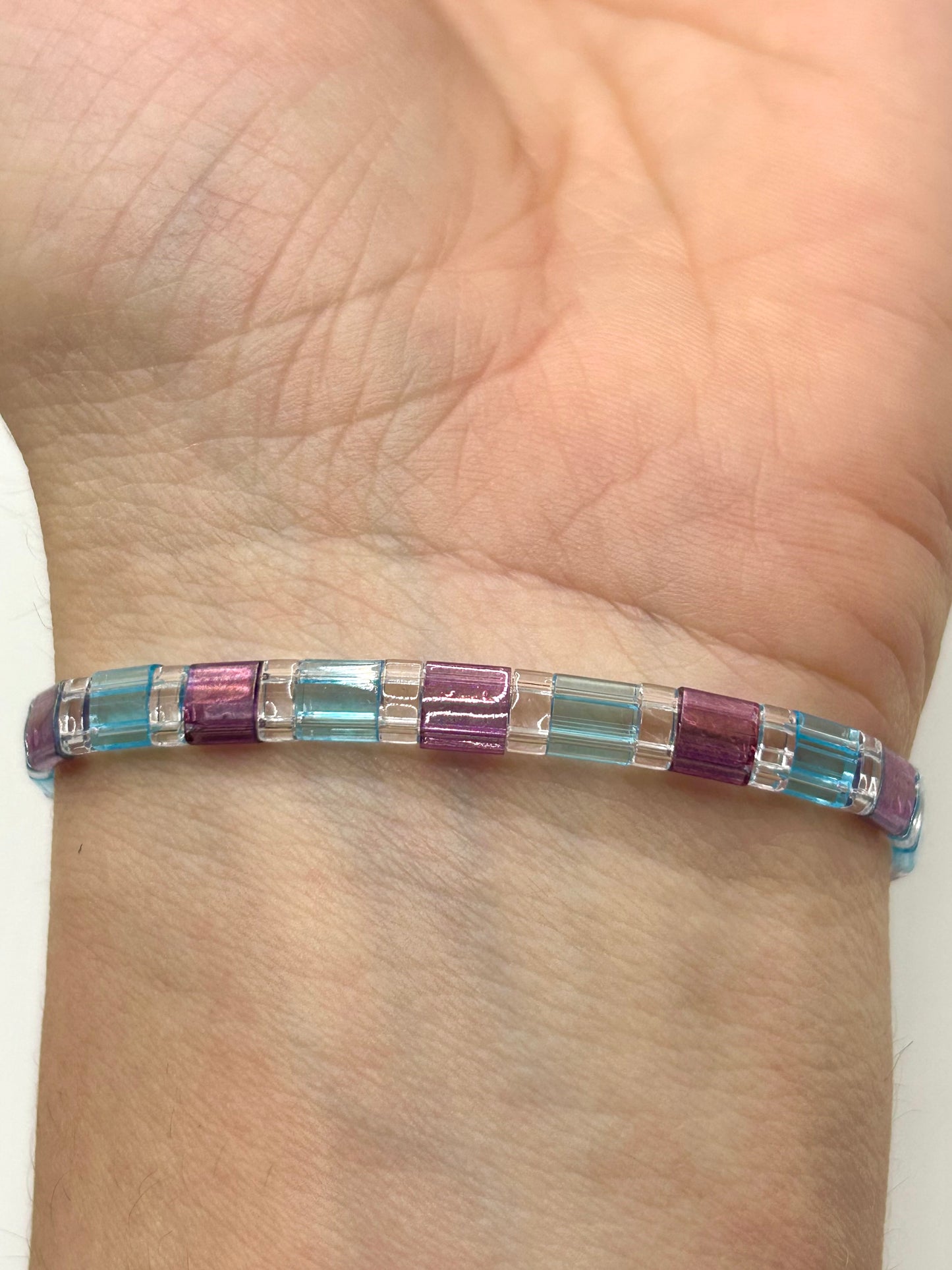 Moonwater Tila Glass Bead Elastic Bracelet Collection