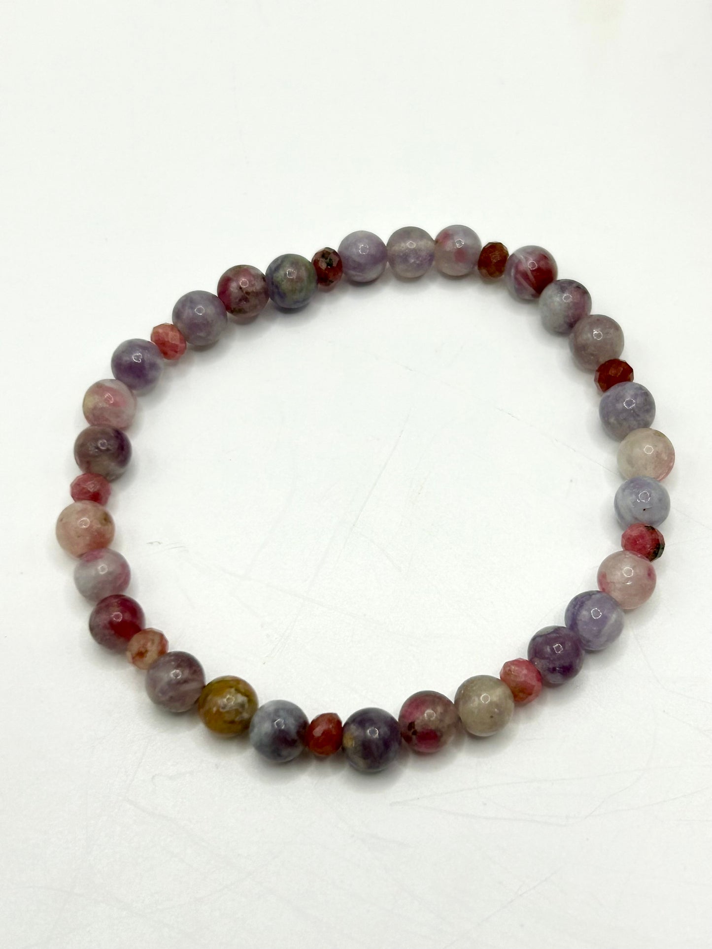 Pink Tourmaline & Rhodonite Gemstone Bracelet
