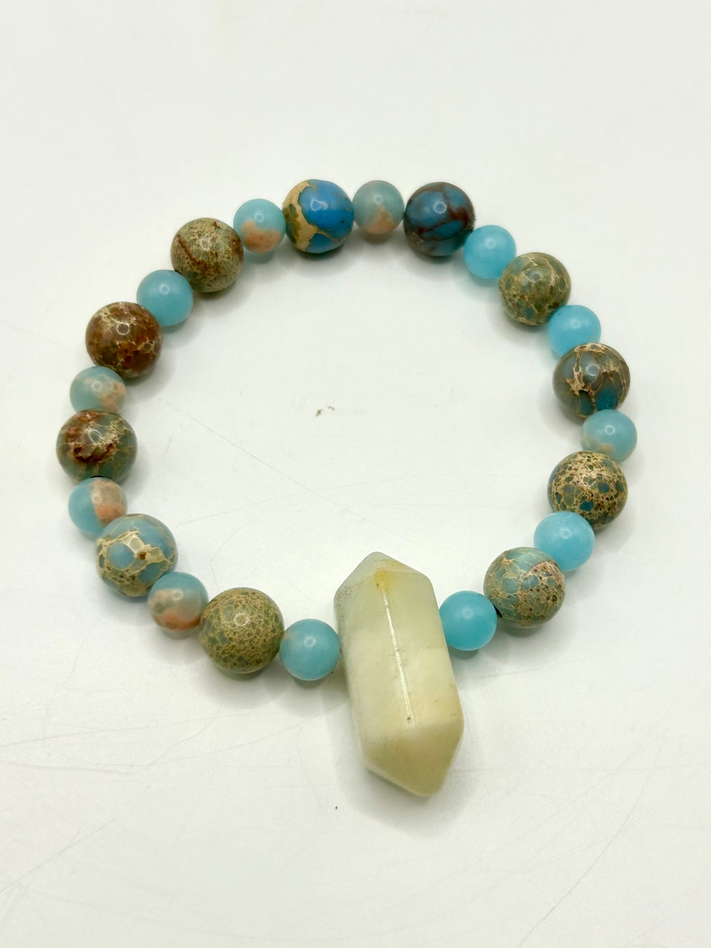 Sea Sediment Jasper & Amazonite Gemstone Bracelet