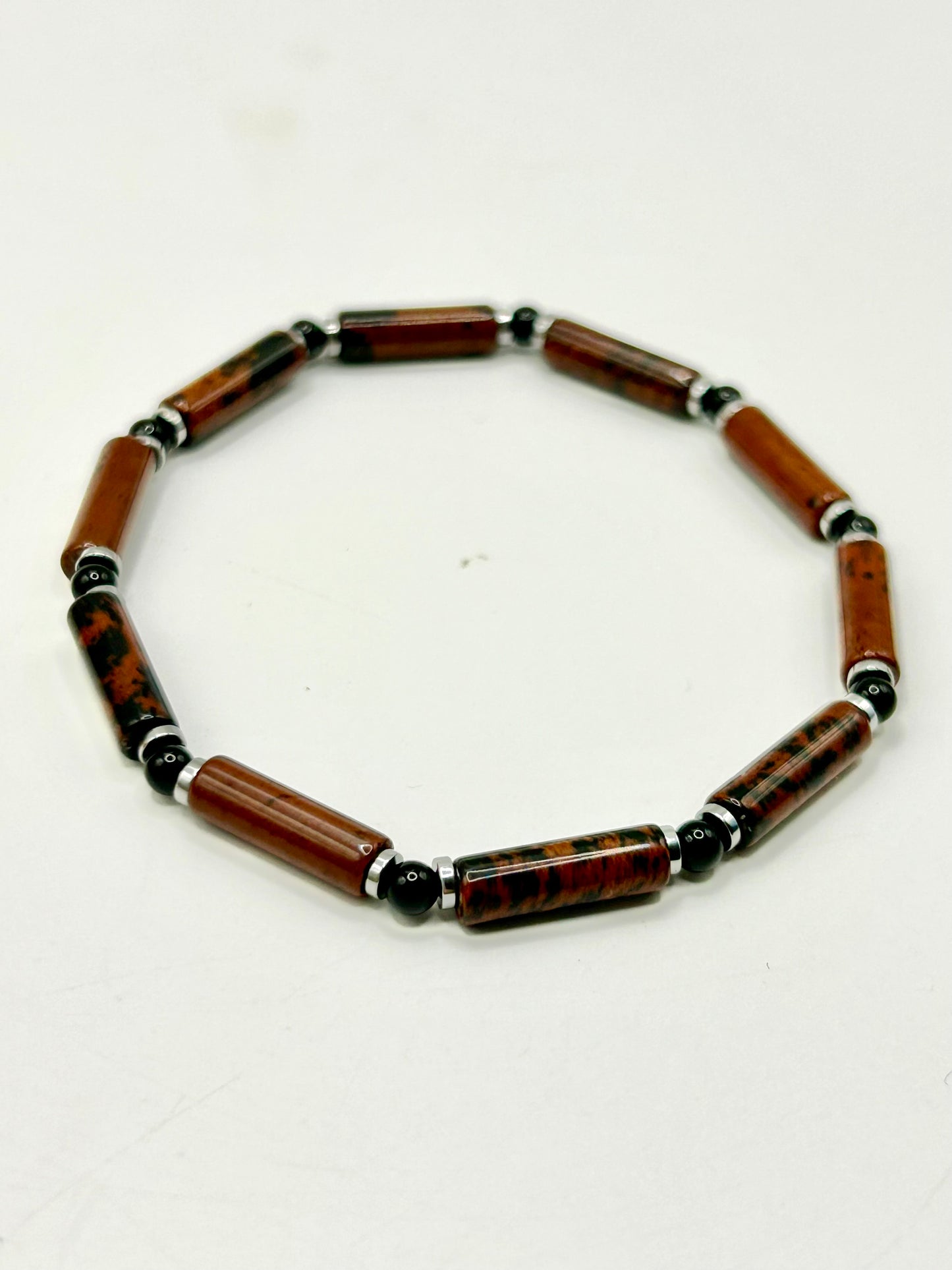 Mahogany Obsidian & Black Onyx Gemstone Bracelet