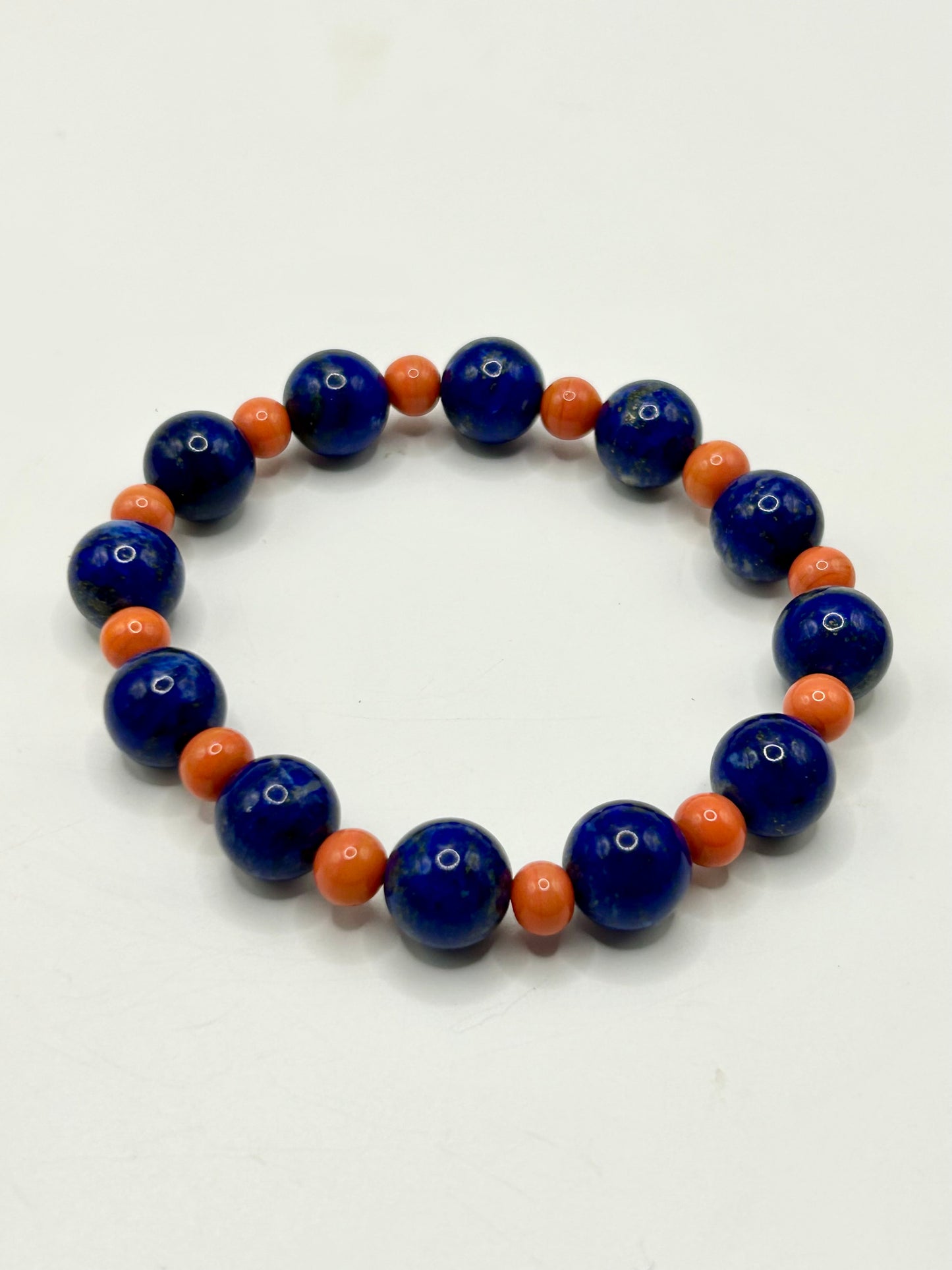 Lapis Lazuli & Coral Gemstone Bracelet