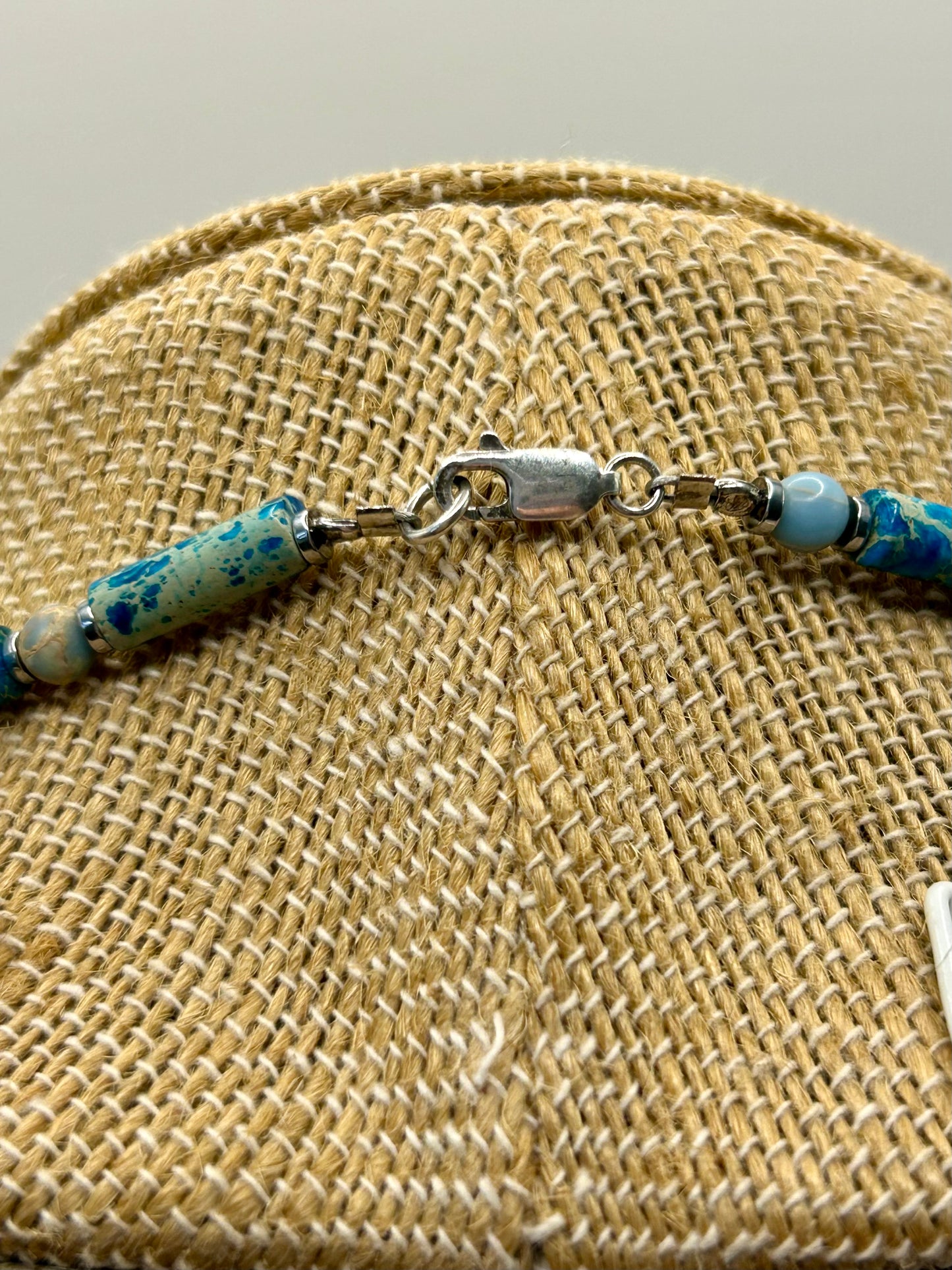 Sea Sediment Jasper Gemstone Beaded Necklace Sterling Silver