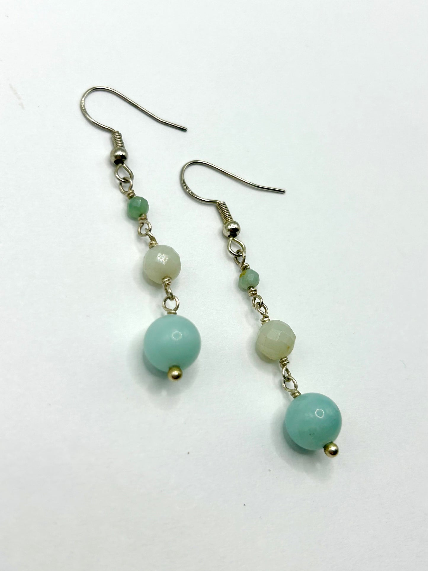Amazonite & Jasper Sterling Silver Dangly Earrings