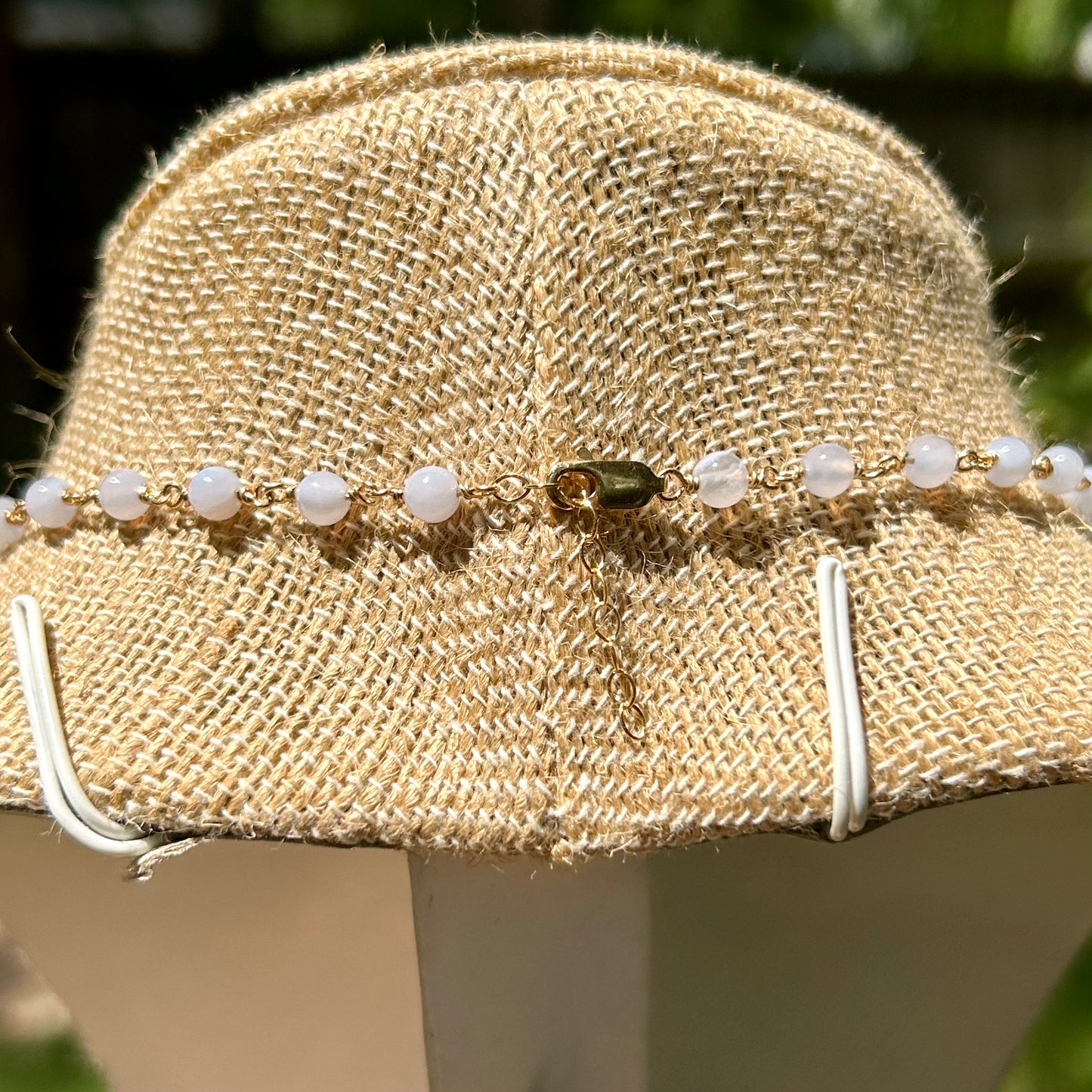 Blue Lace Agate 14k Gold Fill Chain Link Gemstone Wire Wrapped Necklace