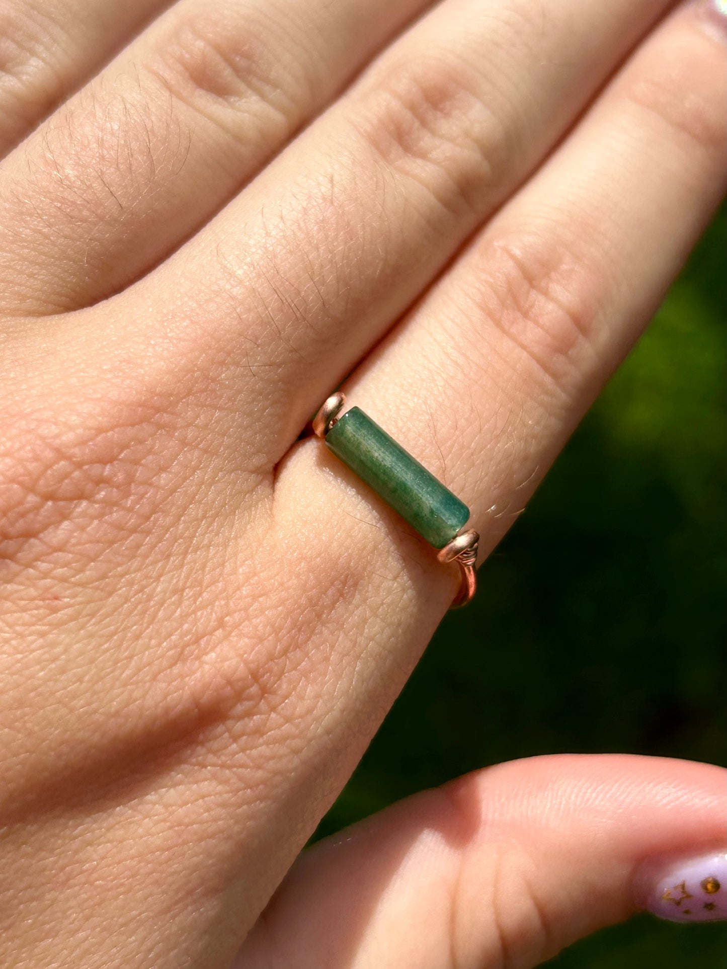 Gemstone Bar Copper Wire Wrapped Ring
