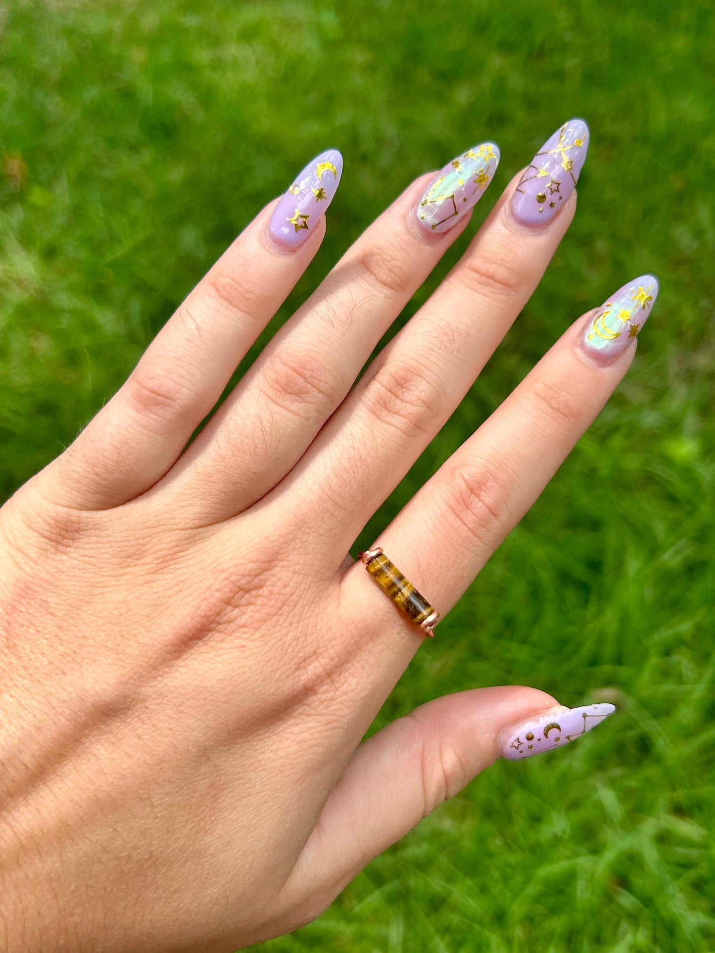 Gemstone Bar Copper Wire Wrapped Ring