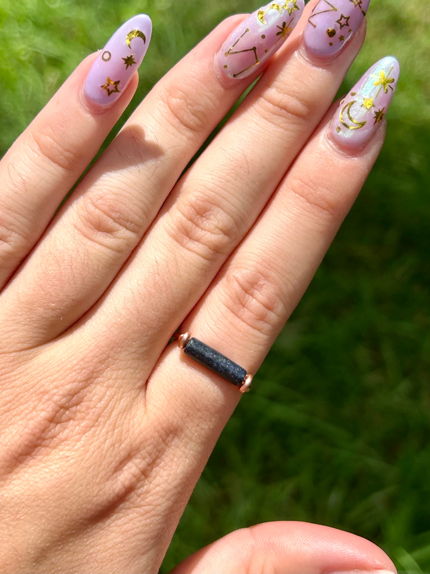 Gemstone Bar Copper Wire Wrapped Ring