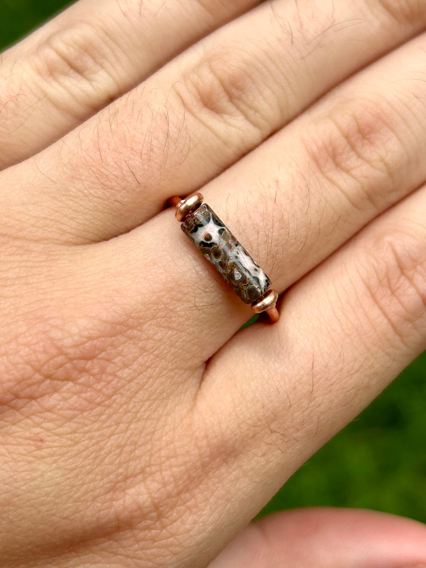 Gemstone Bar Copper Wire Wrapped Ring