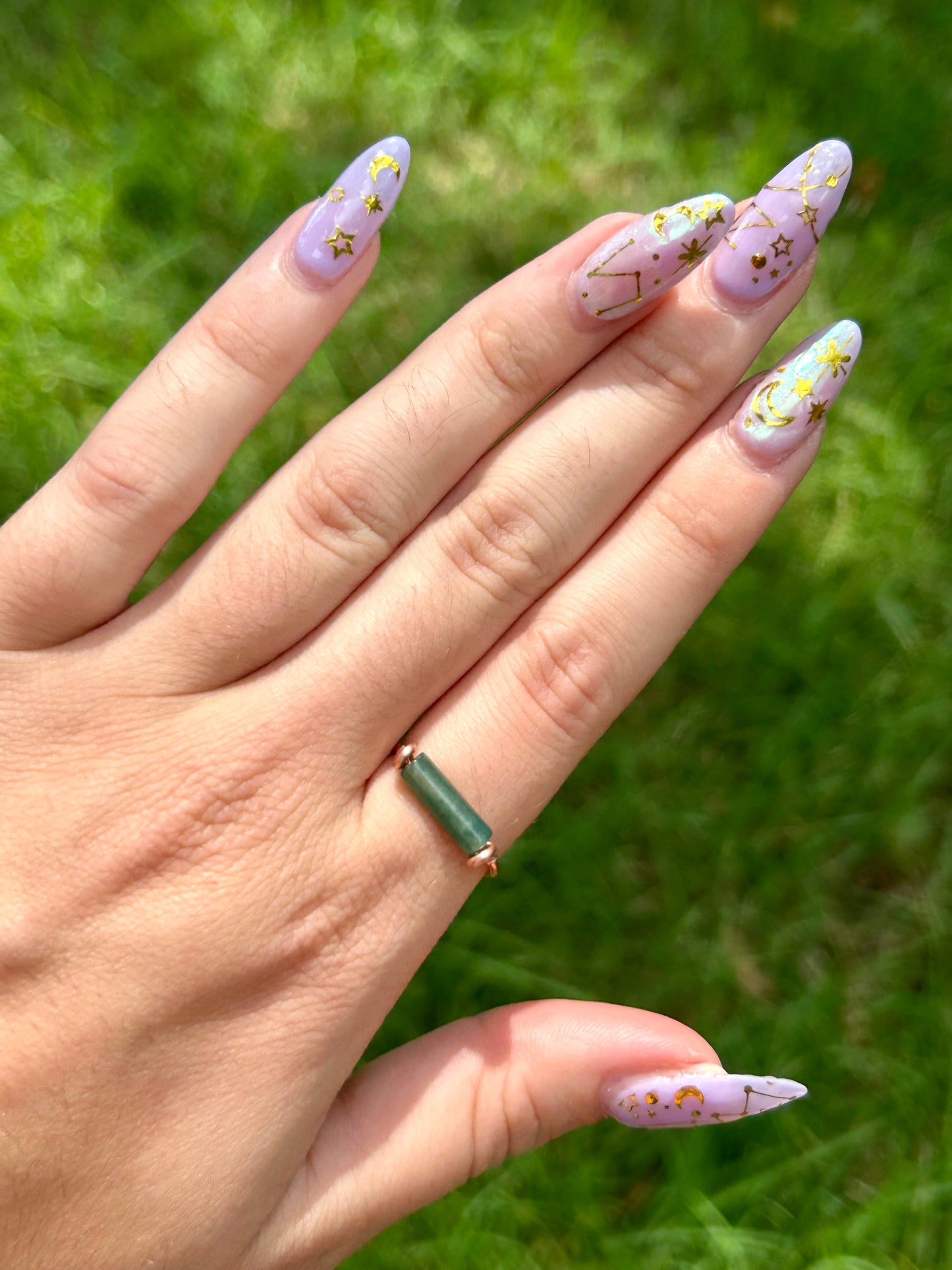 Gemstone Bar Copper Wire Wrapped Ring