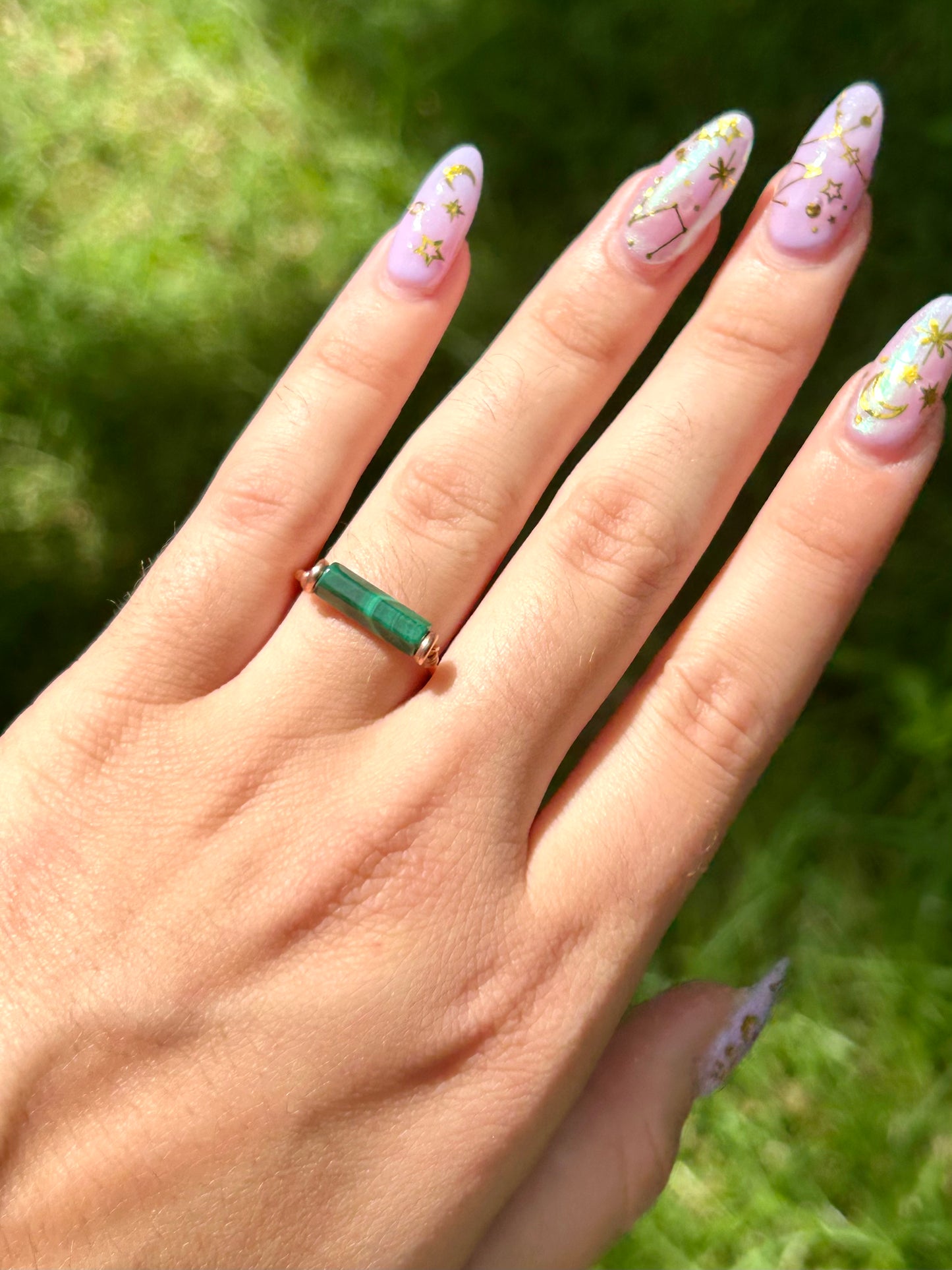 Gemstone Bar Copper Wire Wrapped Ring