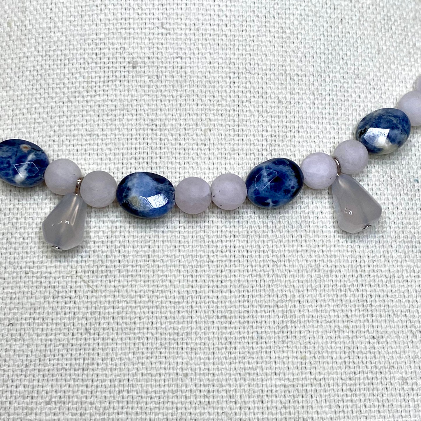 Sodalite, Jade, & Chalcedony Gemstone Beaded Necklace