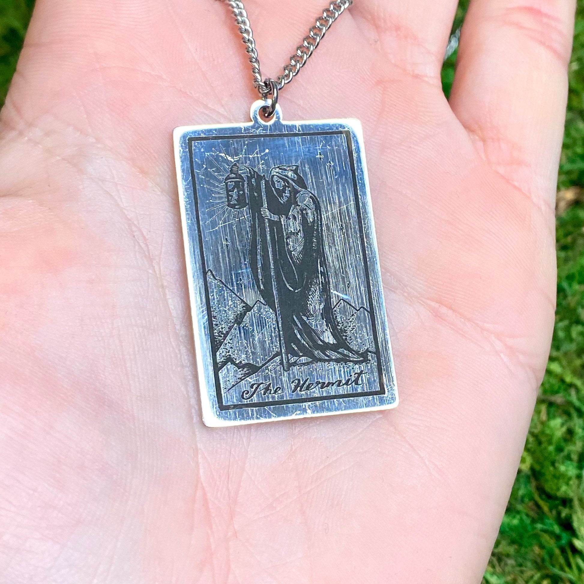 The Hermit Tarot Card Necklace.