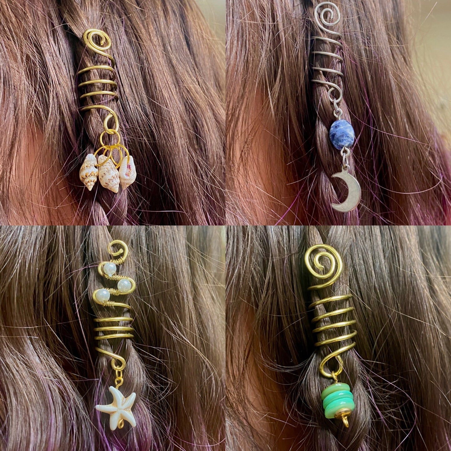 Wire Spiral Wrap Hair Jewelry.