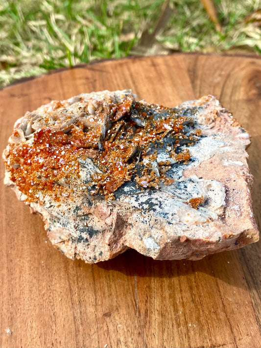 Vanadinite on Baryte Rough Crystal Specimen #5