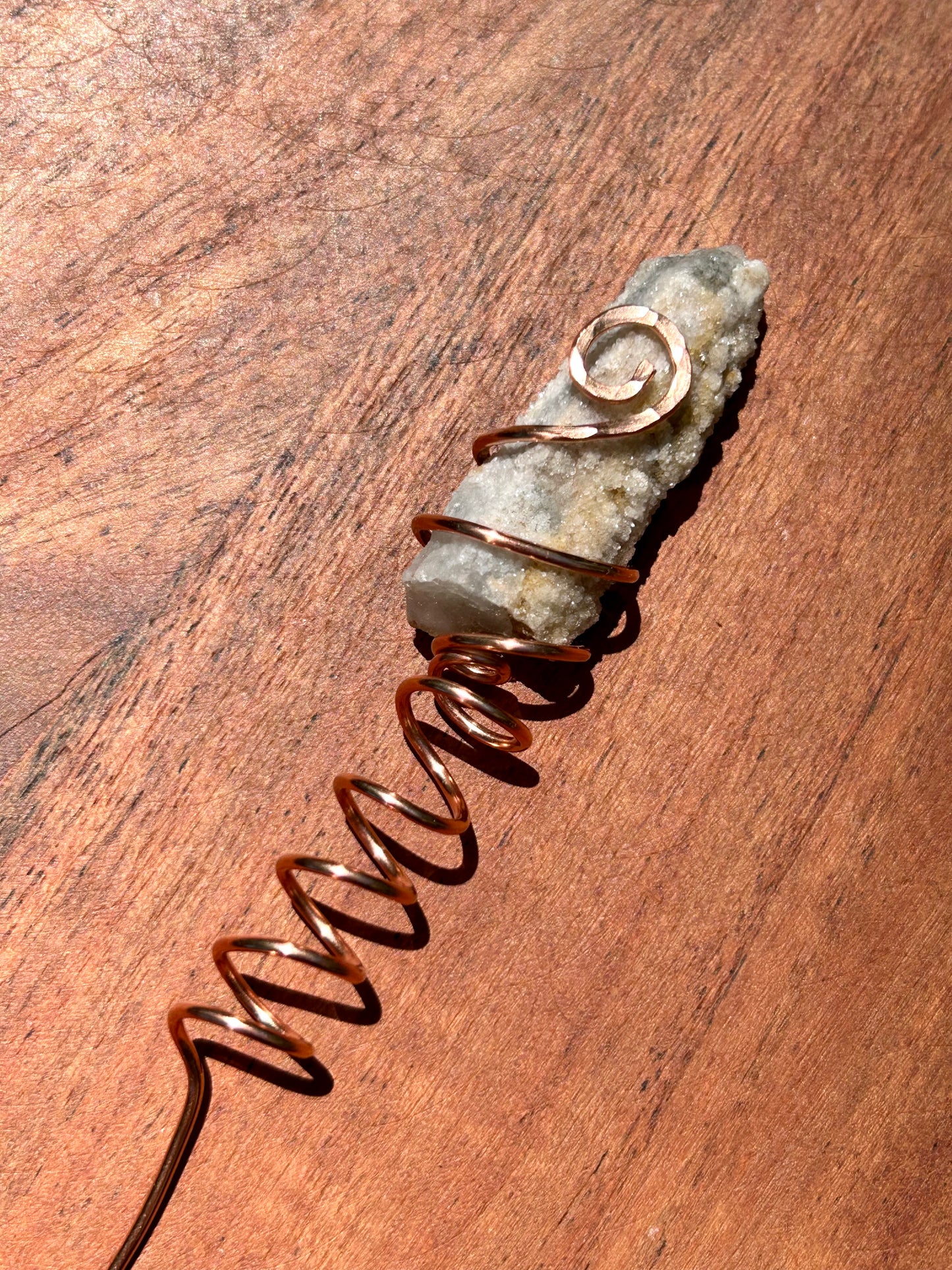 Spirit Quartz Gemstone Wire Wrapped Copper Plant Stake Decor