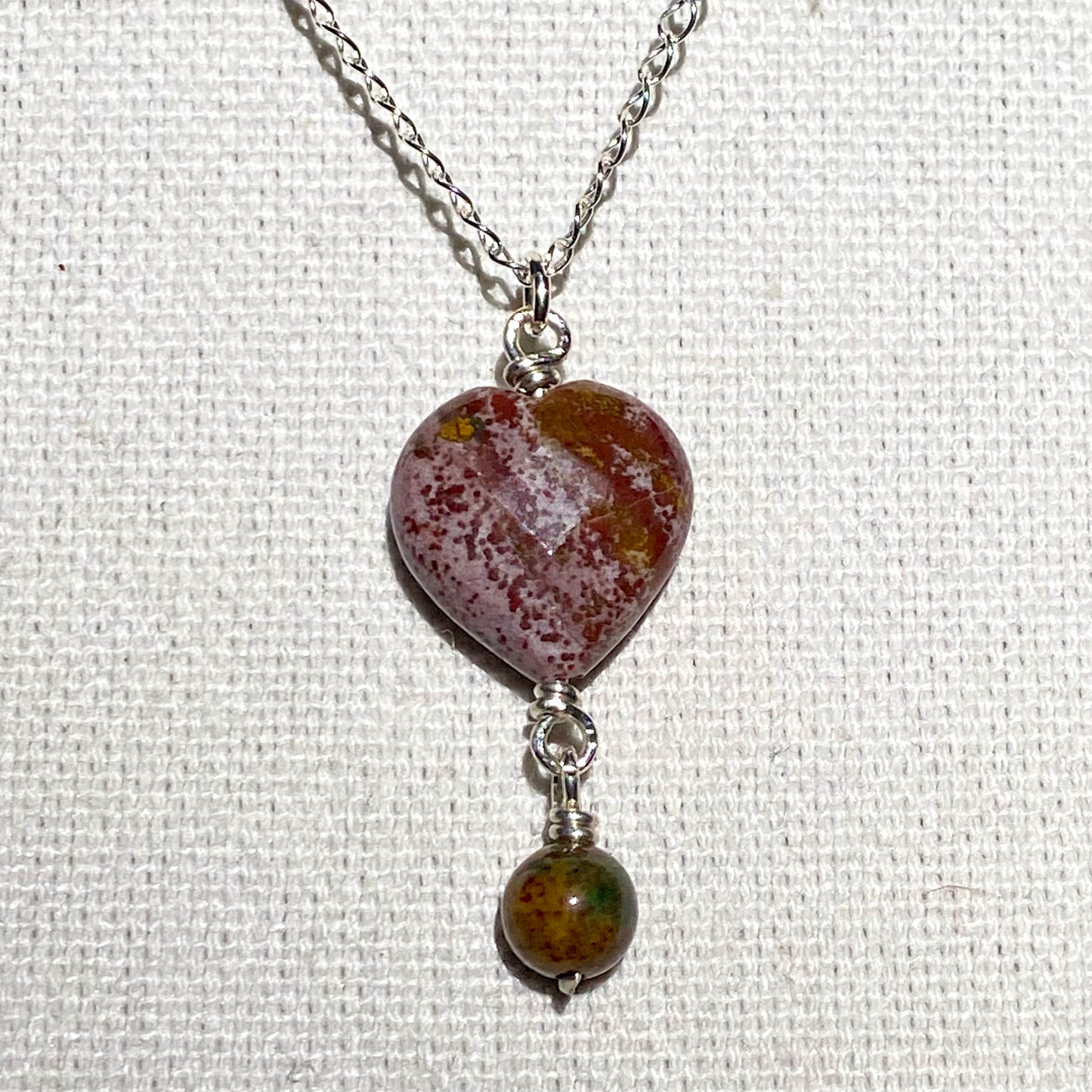 Ocean Jasper Sterling Silver Simple Pendant Necklace