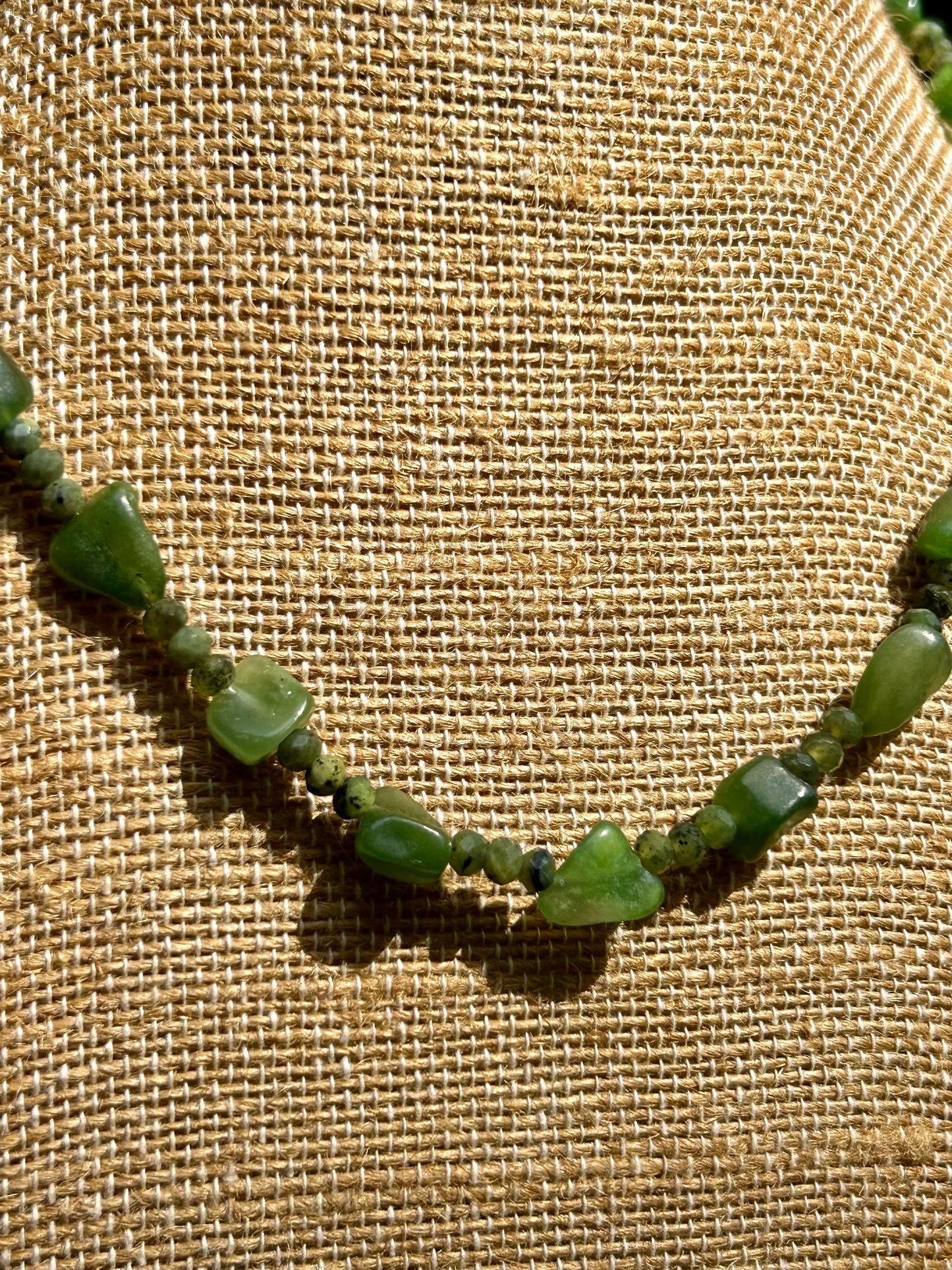 Nephrite Jade Gemstone Beaded Choker Style Necklace