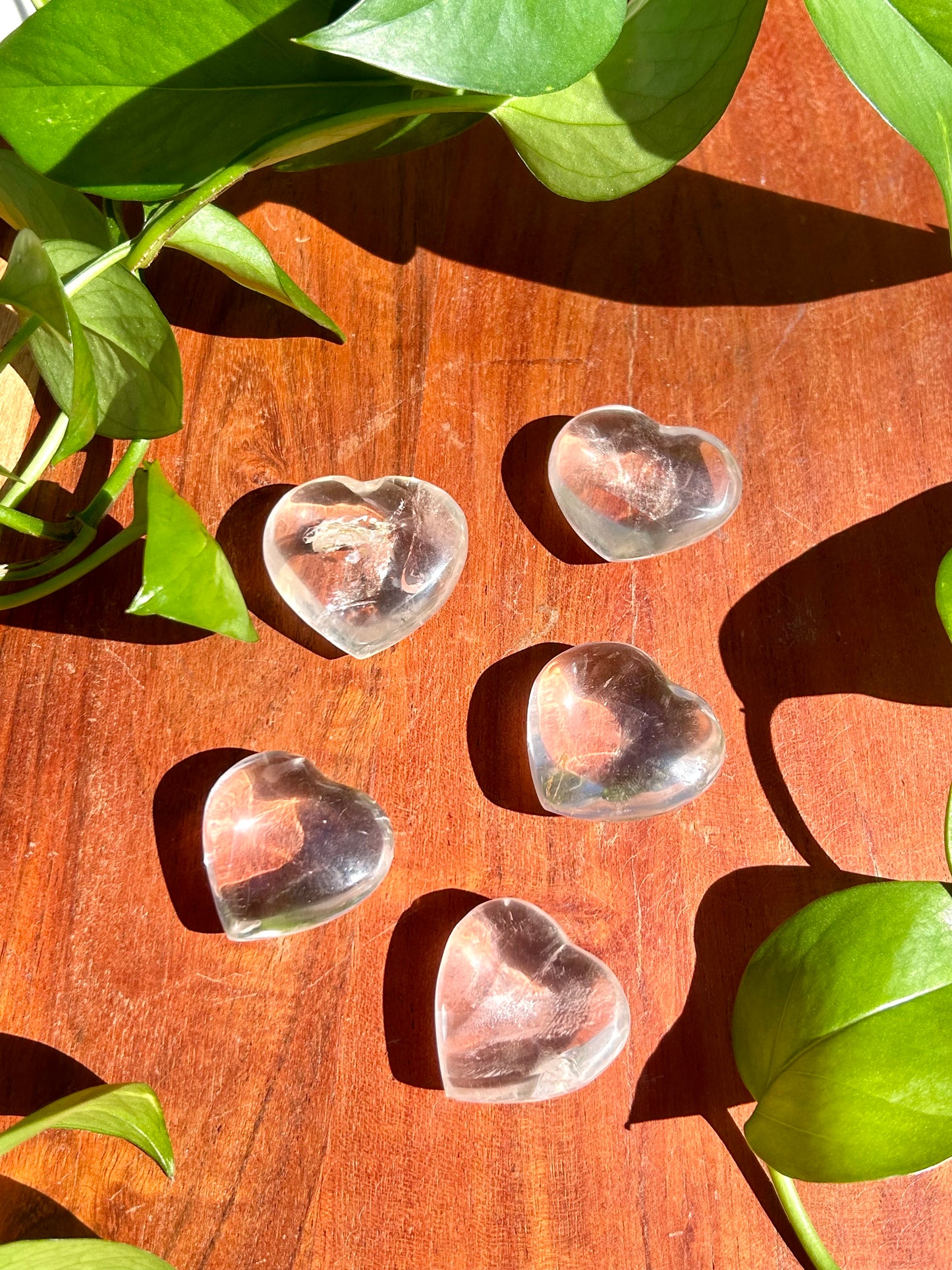 Clear Quartz Gemstone Mini Polished Heart Carvings