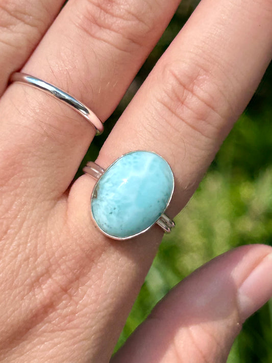 Larimar Sterling Silver Ring, Size 7.5