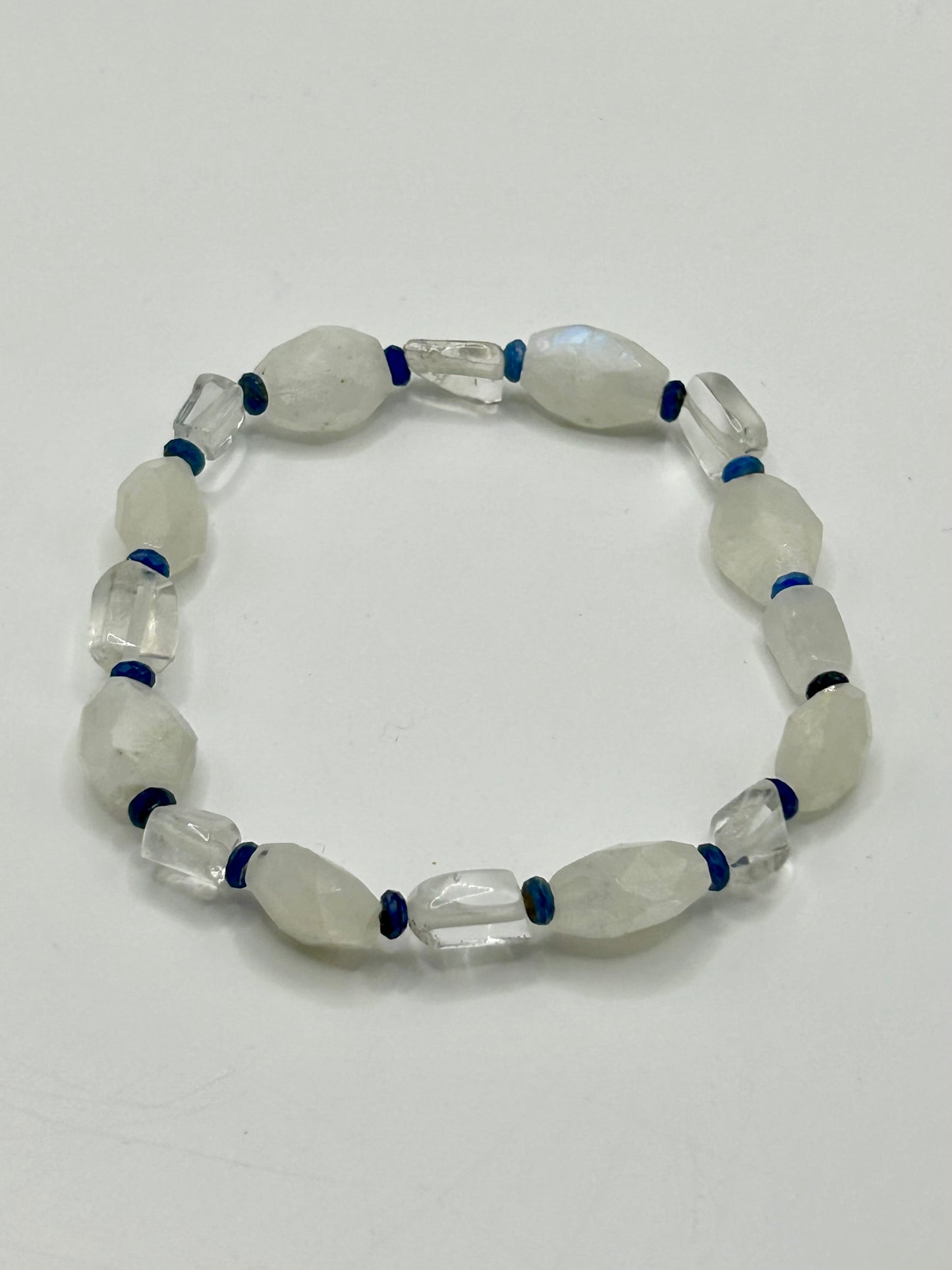 Moonstone, Quartz & Kyanite Gemstone Bracelet