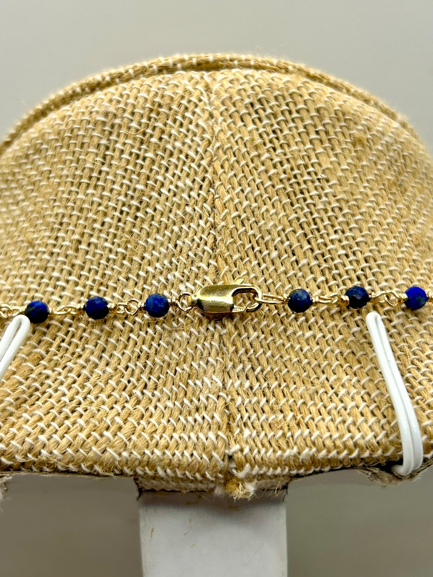 Lapiz Lazuli & Herkimer Diamond 14k Gold Fill Chain Link Gemstone Wire Wrapped Necklace