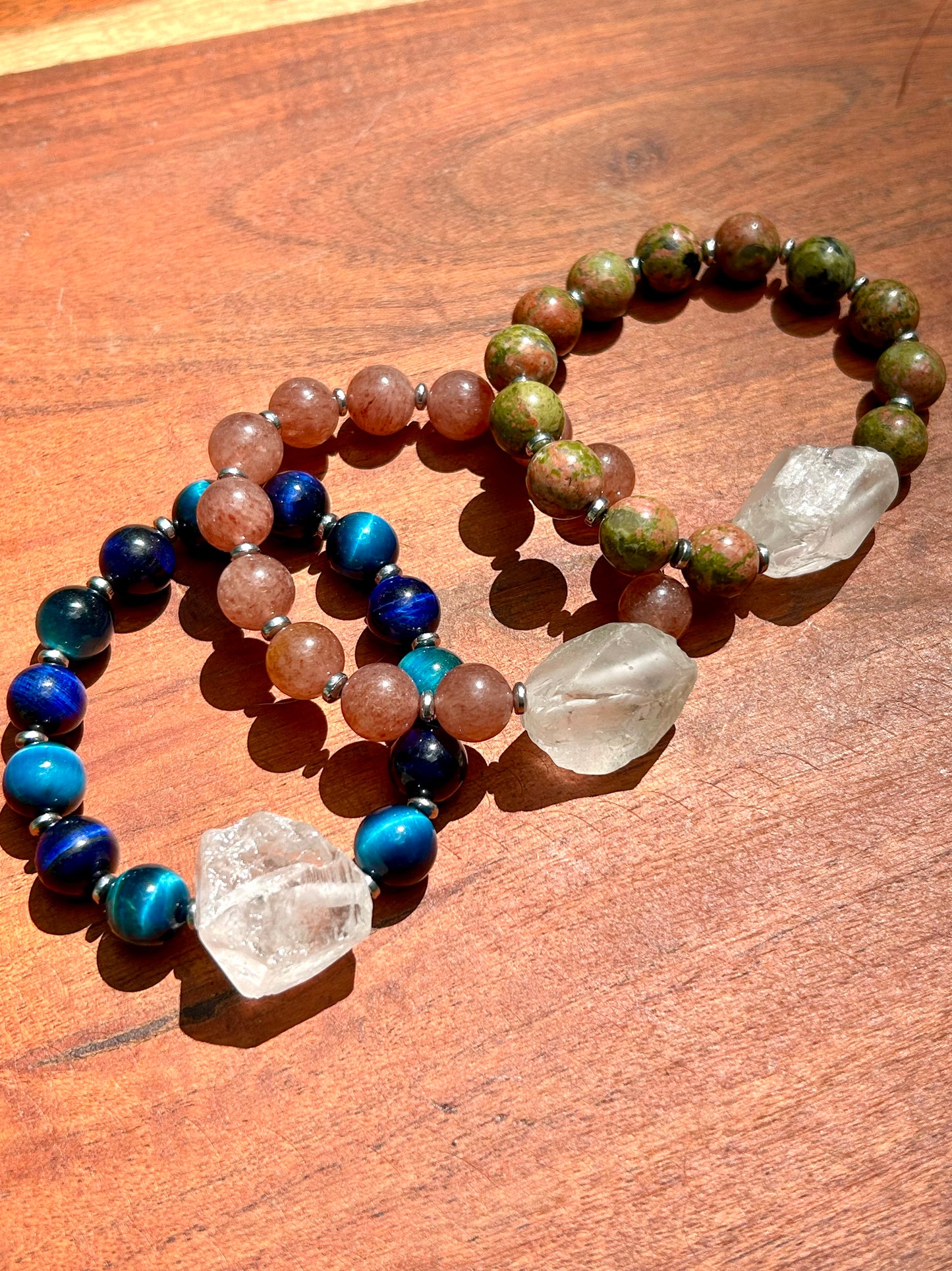 Quartz & Unakite Gemstone Bracelet