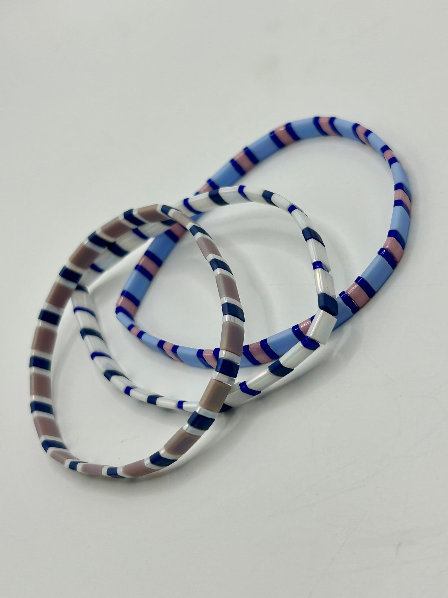 Periwinkle Tide Tila Glass Bead Elastic Bracelet Collection