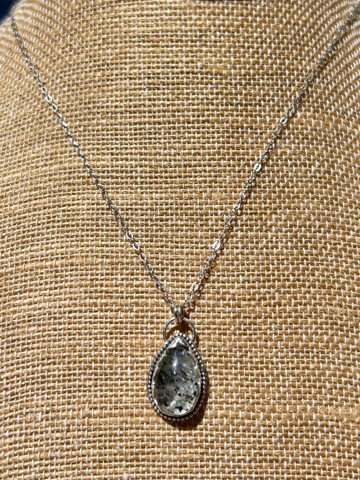 Garden Quartz Gemstone Sterling Silver Pendant Necklace