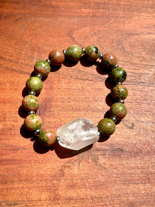 Quartz & Unakite Gemstone Bracelet