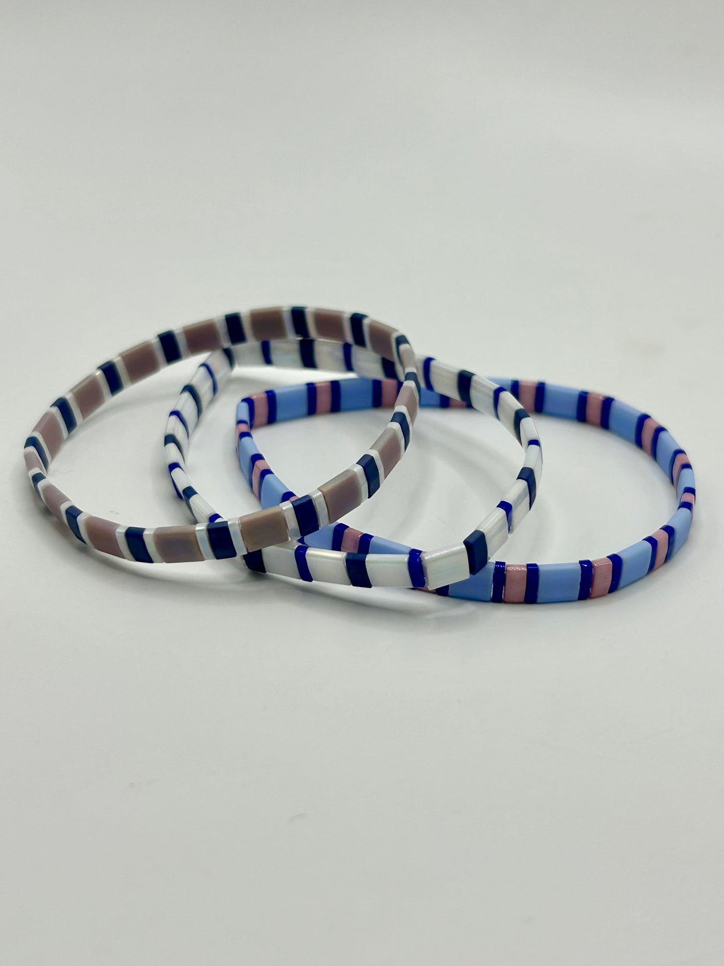 Periwinkle Tide Tila Glass Bead Elastic Bracelet Collection